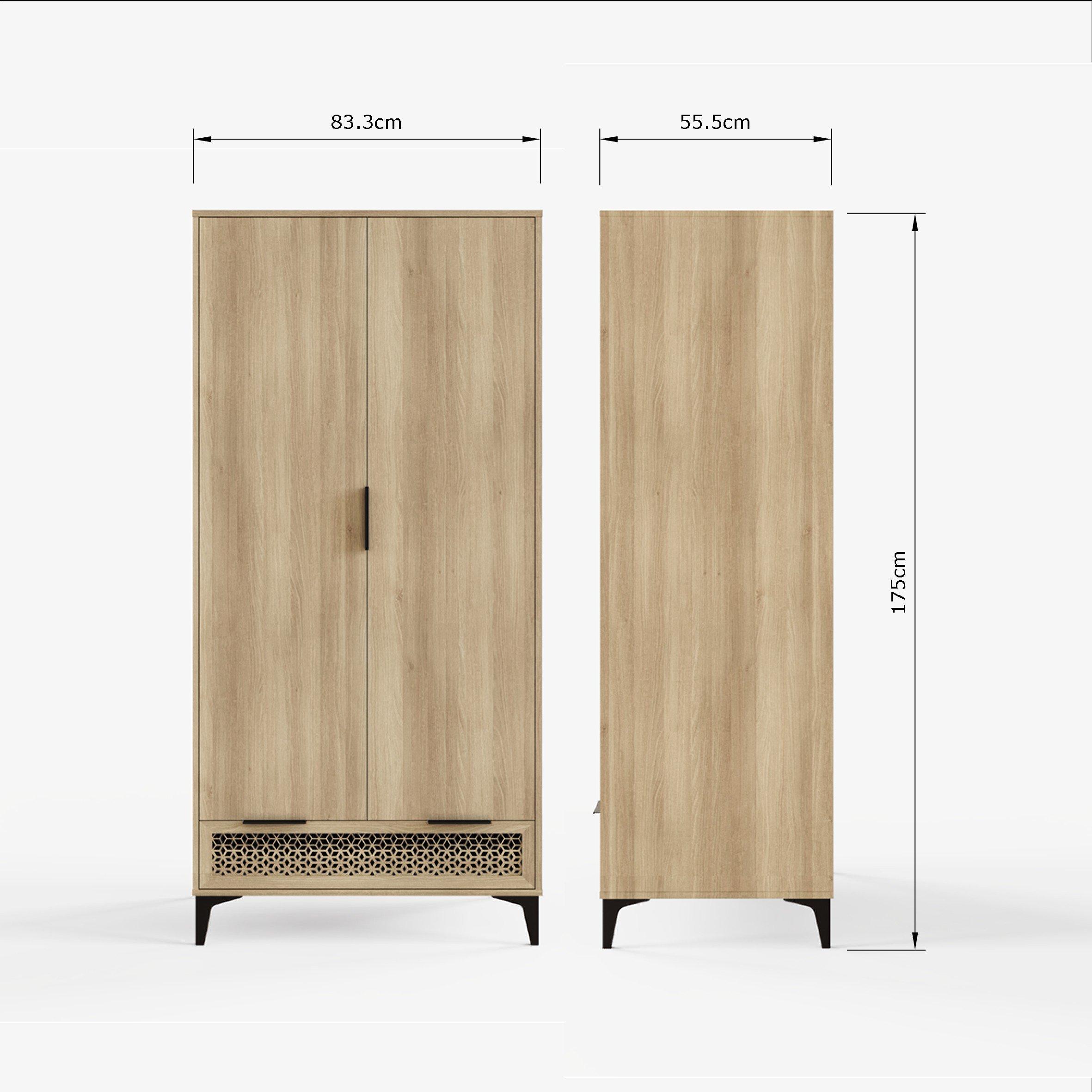 Oak - GFW - Ezra 2 Door 1 Drawer Wardrobe - 10