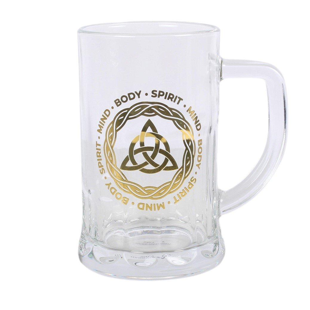 White - Something Different - Celtic Triquetra Knot Glass Beer Tankard with Coas - 3