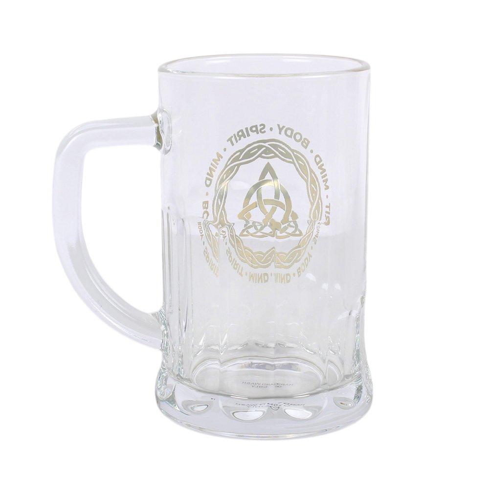 White - Something Different - Celtic Triquetra Knot Glass Beer Tankard with Coas - 4
