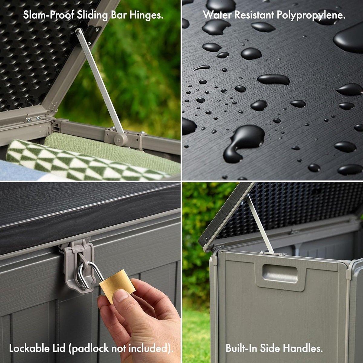 Grey - VonHaus - Garden Storage Box 190L - 3