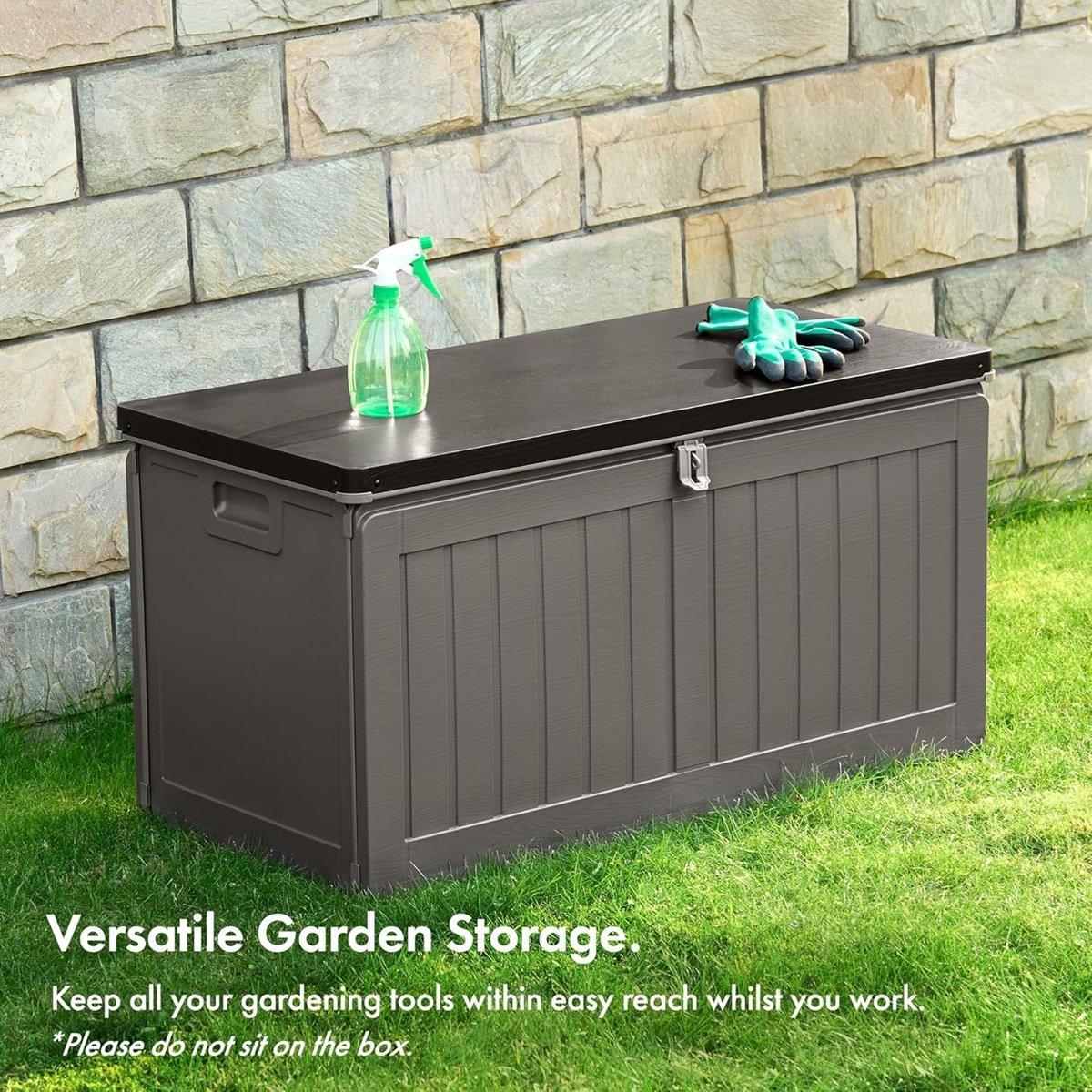 Grey - VonHaus - Garden Storage Box 190L - 5