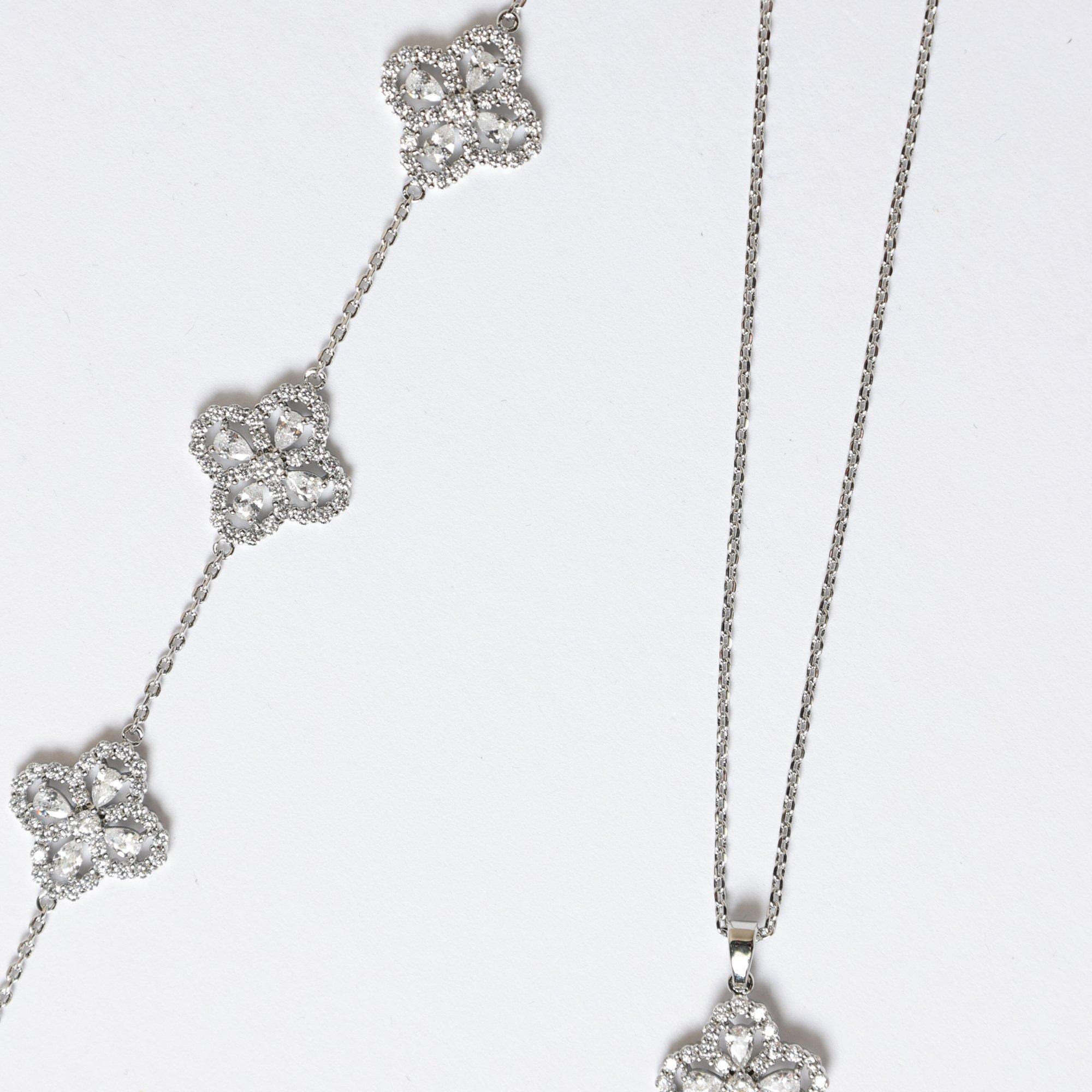 Silver - Jon Richard - Rhodium Plated and CZ Clover Bracelet - Gift Box - 3