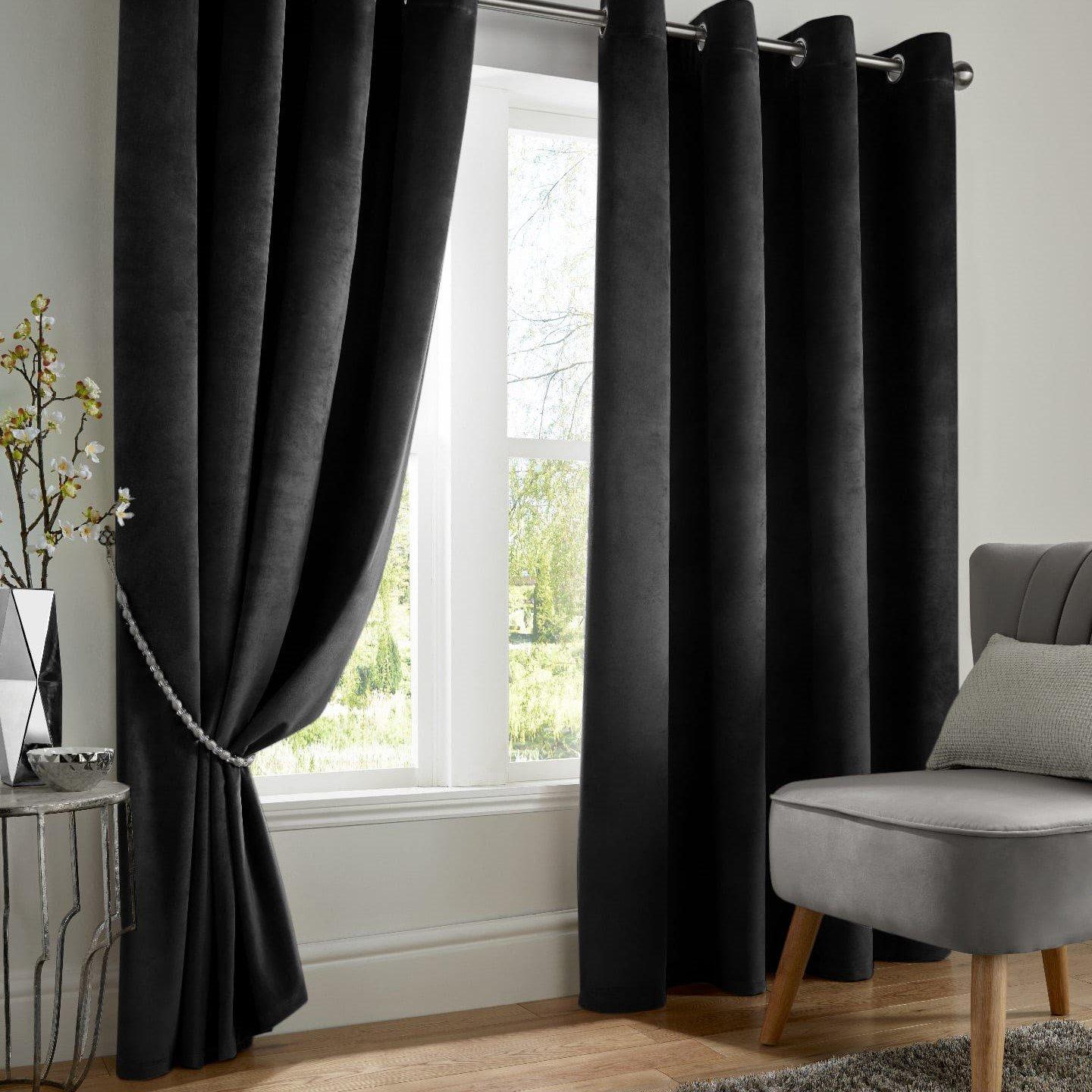 Velvet Blackout Ring Top Eyelet Curtains