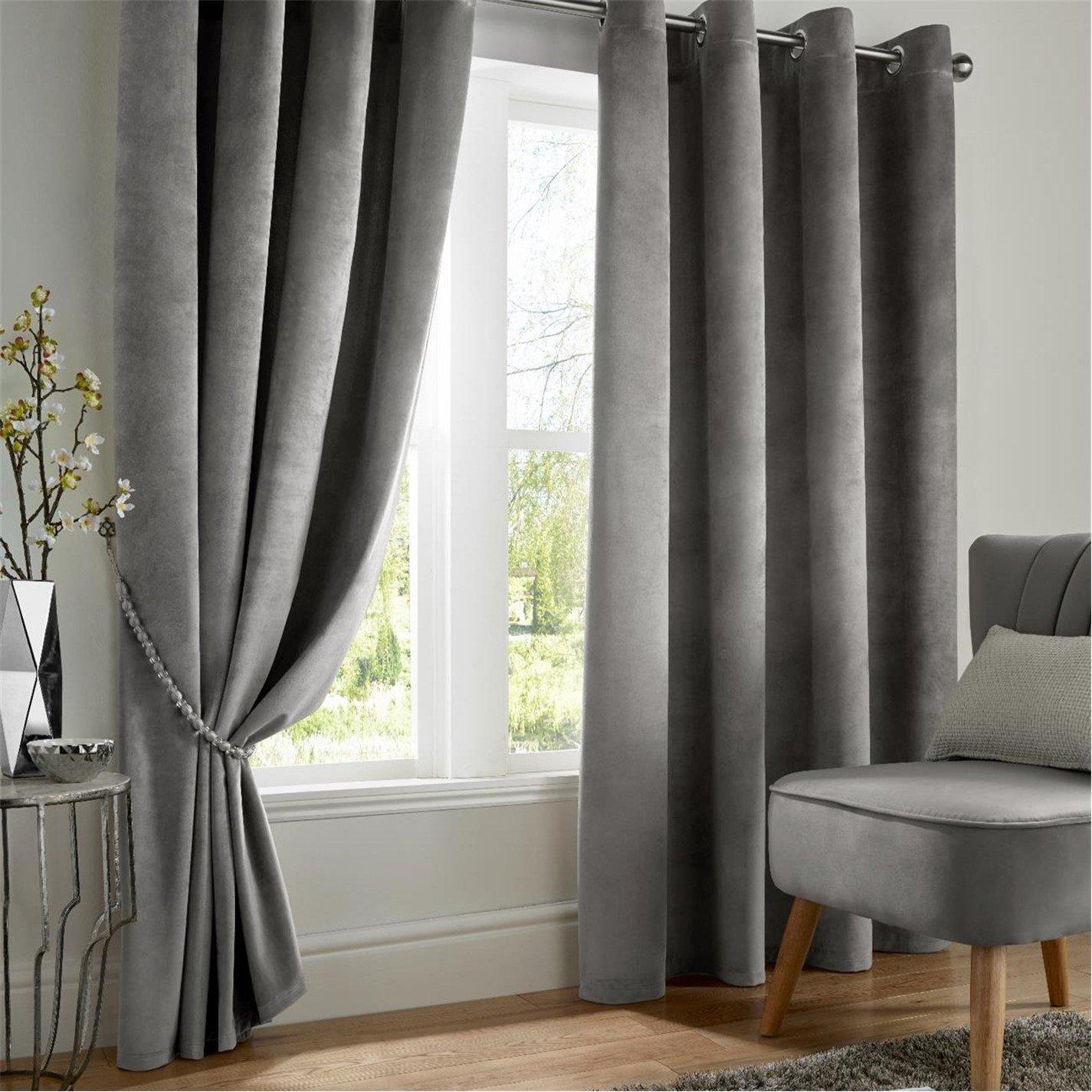 Velvet Blackout Ring Top Eyelet Curtains