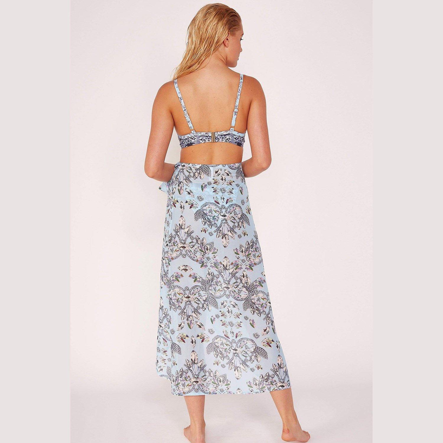 Blue - Wolf and Whistle - Jewel Print Sheer Beach Sarong - 3