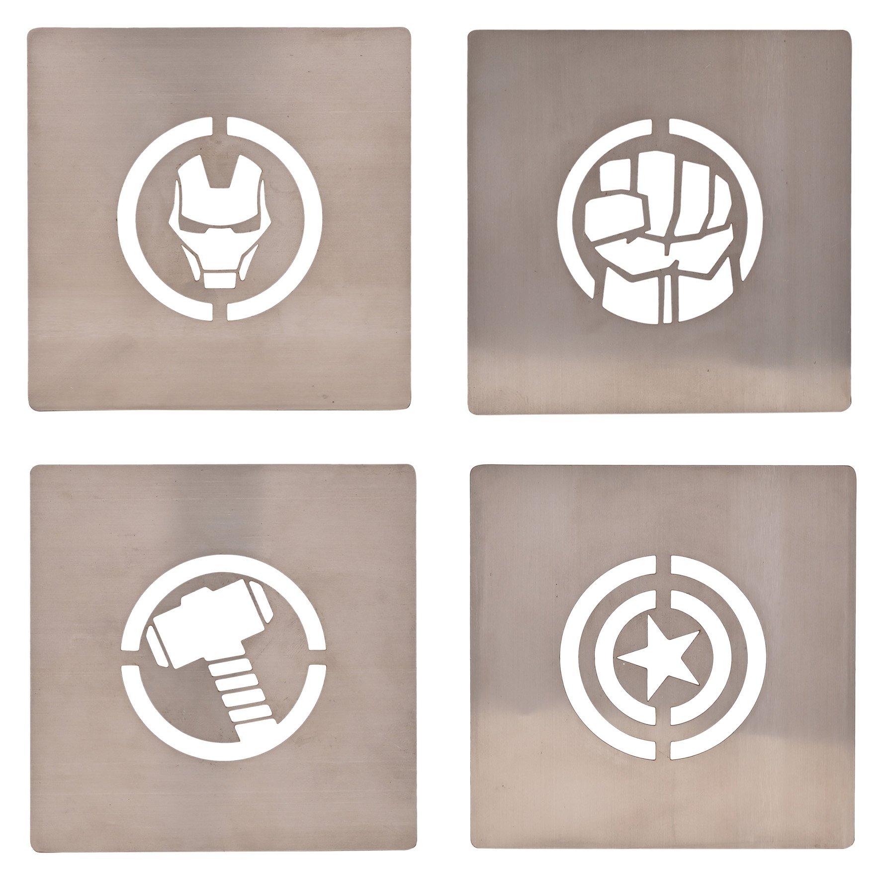 Marvel  The Avengers Set Of 4 Metal Coasters Silver - Small