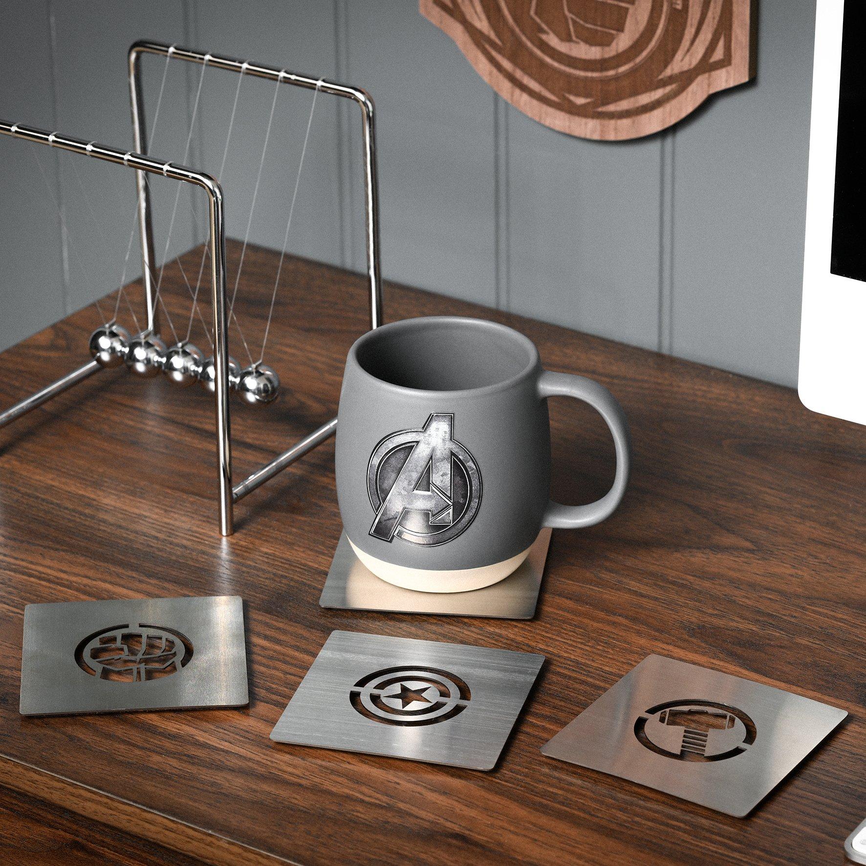 Silver - Marvel - Marvel The Avengers Set Of 4 Silver Metal Coasters - 2