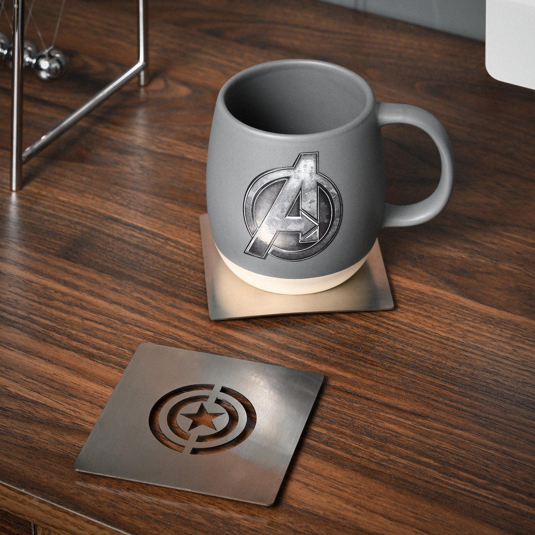 Silver - Marvel - Marvel The Avengers Set Of 4 Silver Metal Coasters - 3