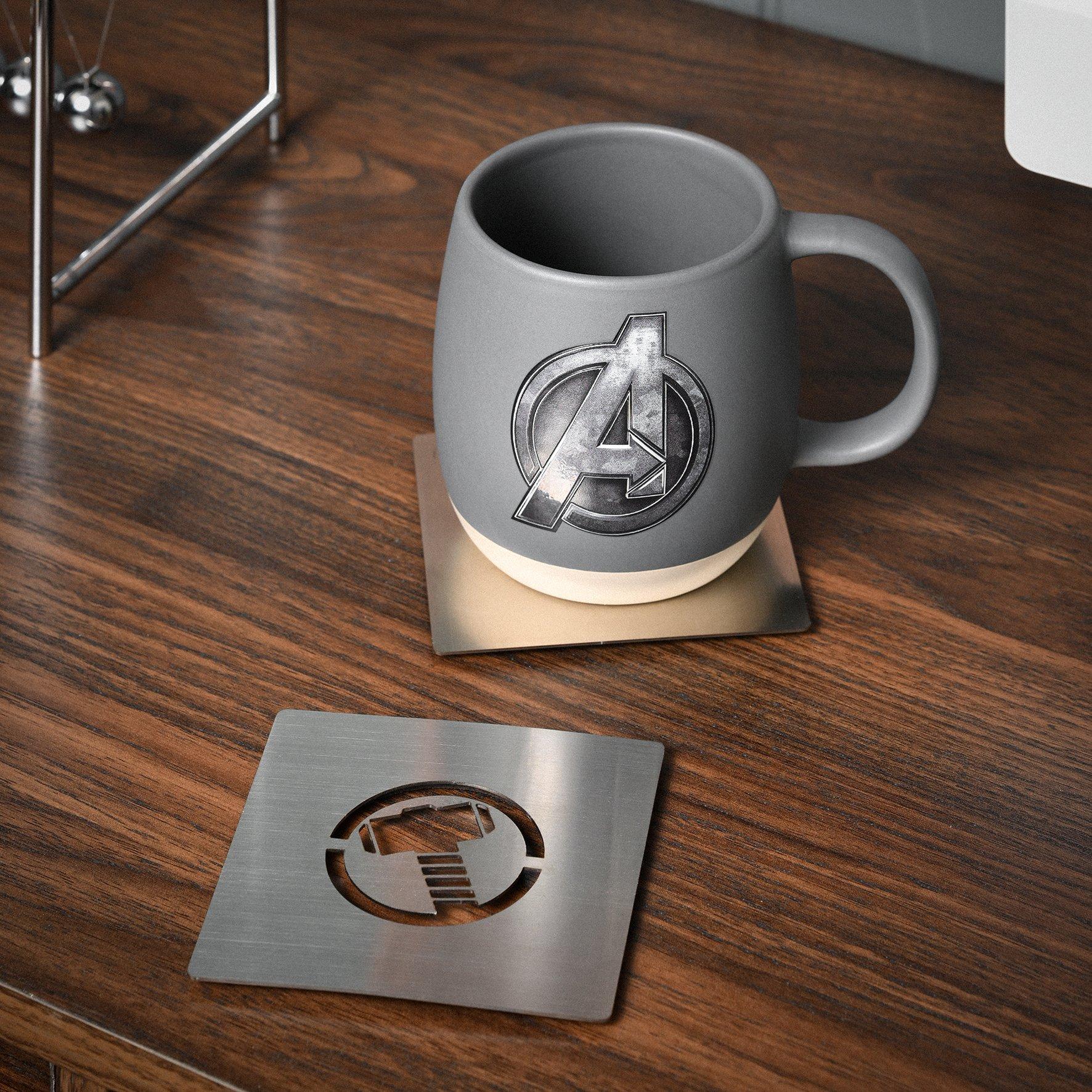 Silver - Marvel - Marvel The Avengers Set Of 4 Silver Metal Coasters - 4