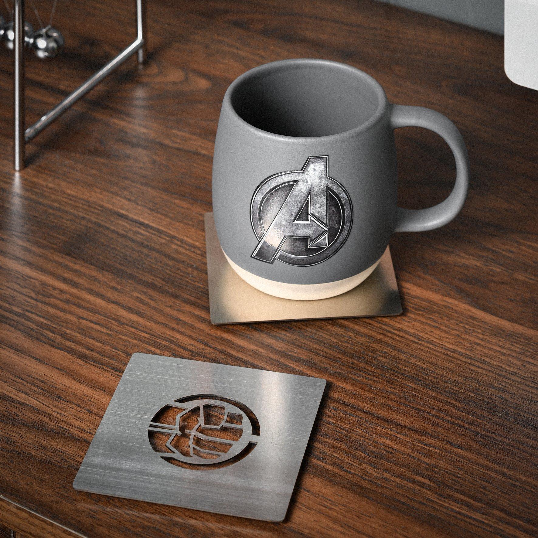 Silver - Marvel - Marvel The Avengers Set Of 4 Silver Metal Coasters - 6