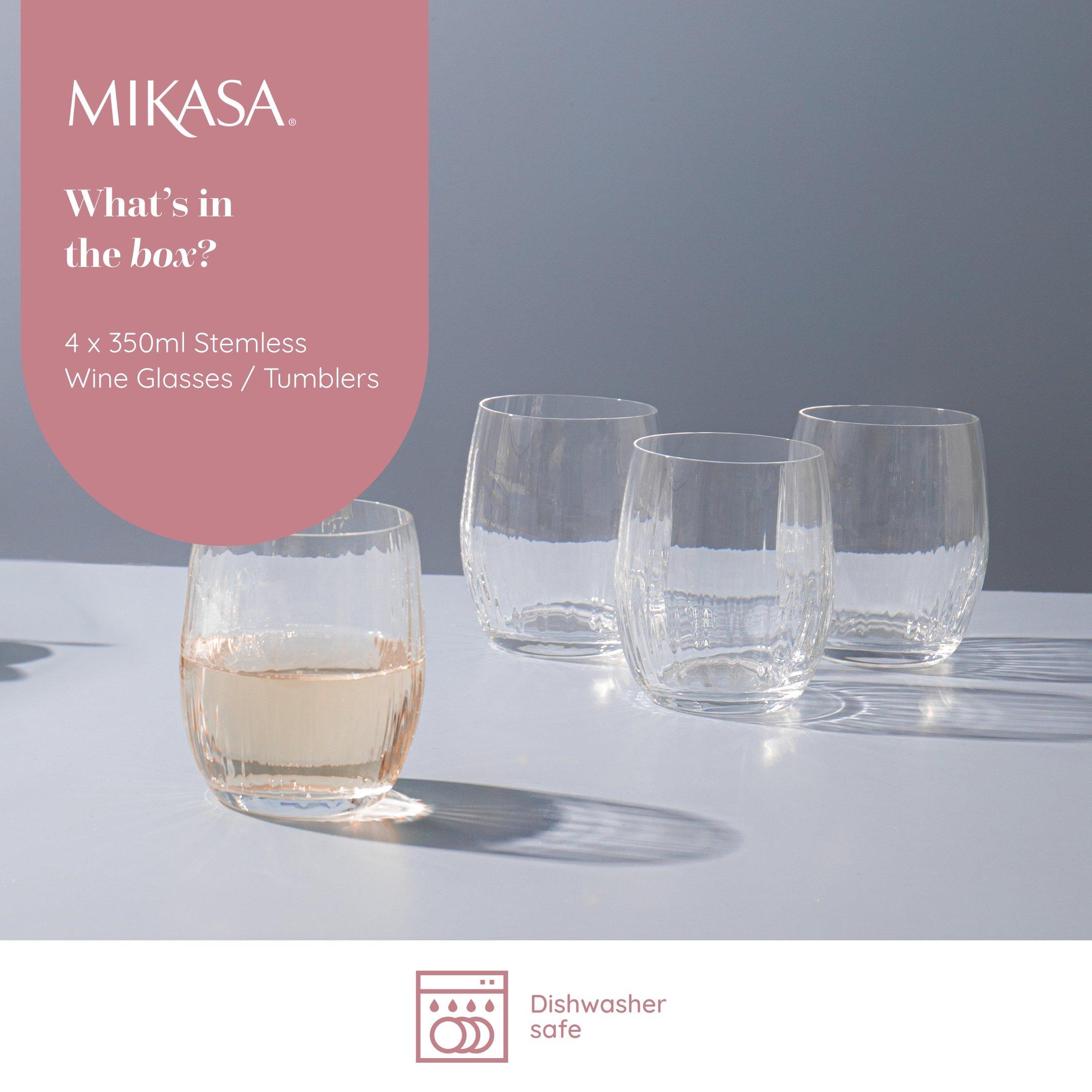 Clear - Mikasa - Mikasa Treviso Crystal Stemless Wine Glasses - 3