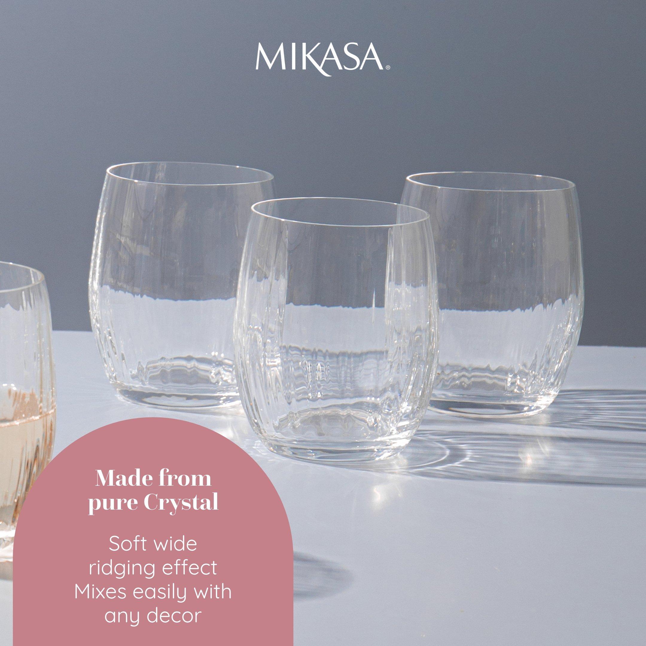 Clear - Mikasa - Mikasa Treviso Crystal Stemless Wine Glasses - 4