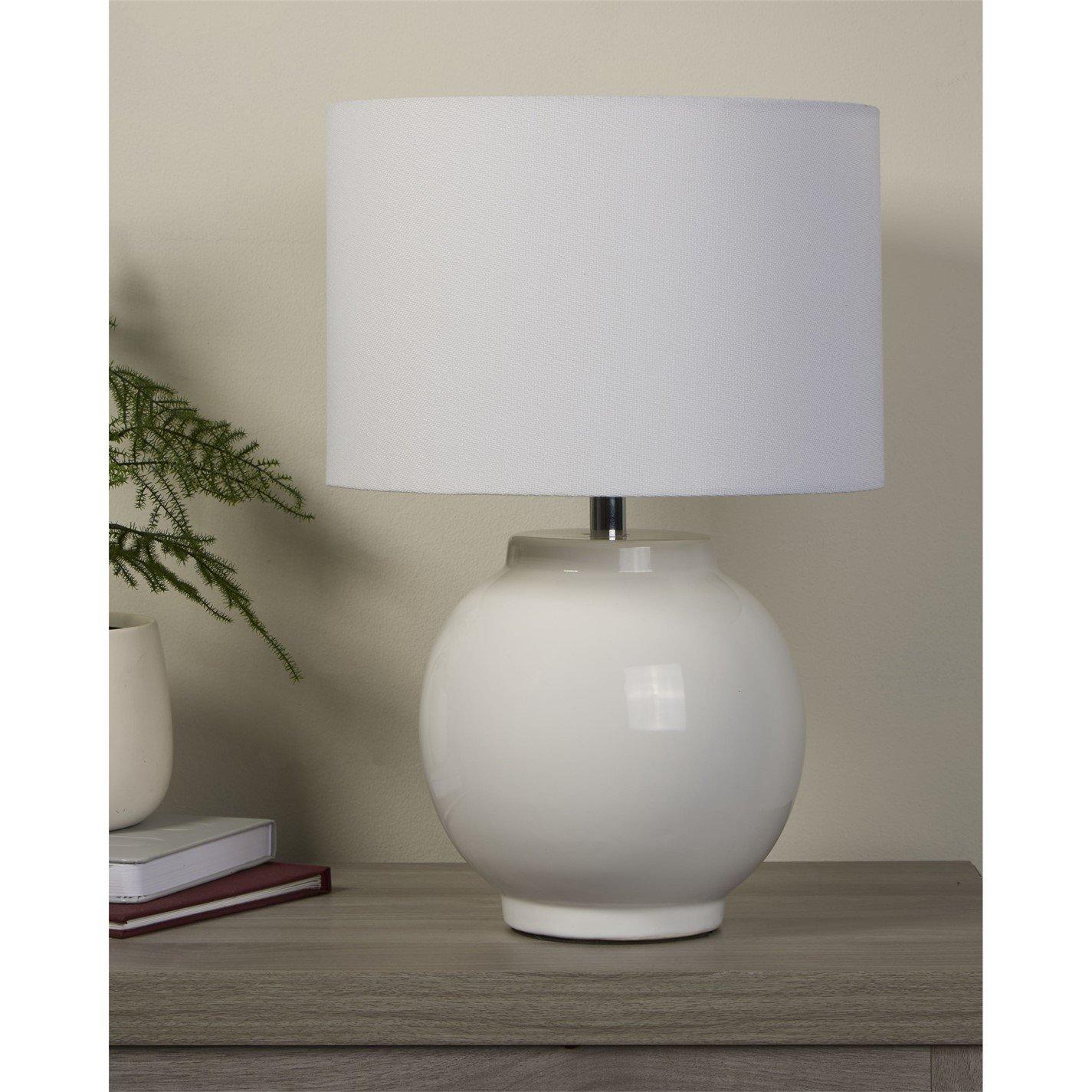 Lighting Collection Rechargeable White Ceramic Table Lamp