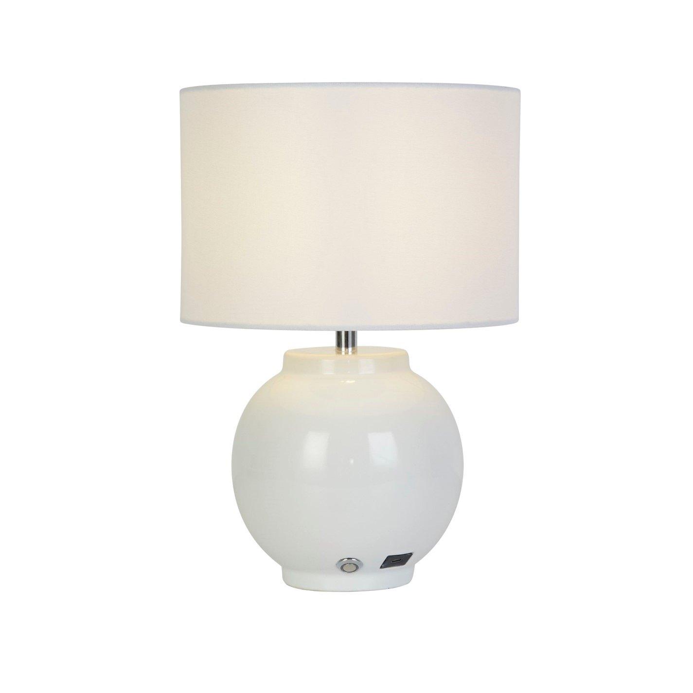 Chrome And Whit - Lighting Collection - Rechargeable White Ceramic Table Lamp - 4