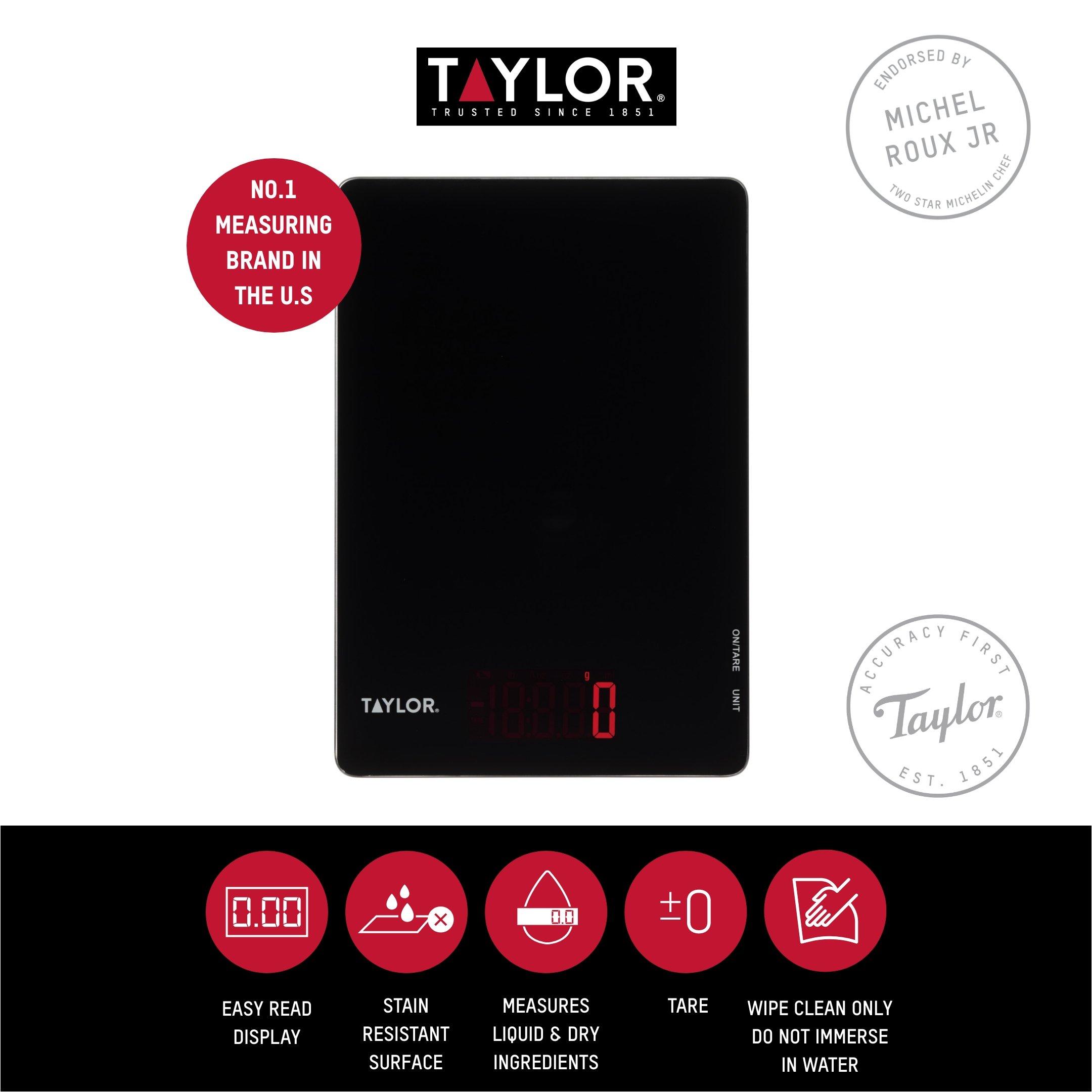 Black - Taylor - Taylor Pro Glass Digital Dual 5Kg Kitchen Scales - 2