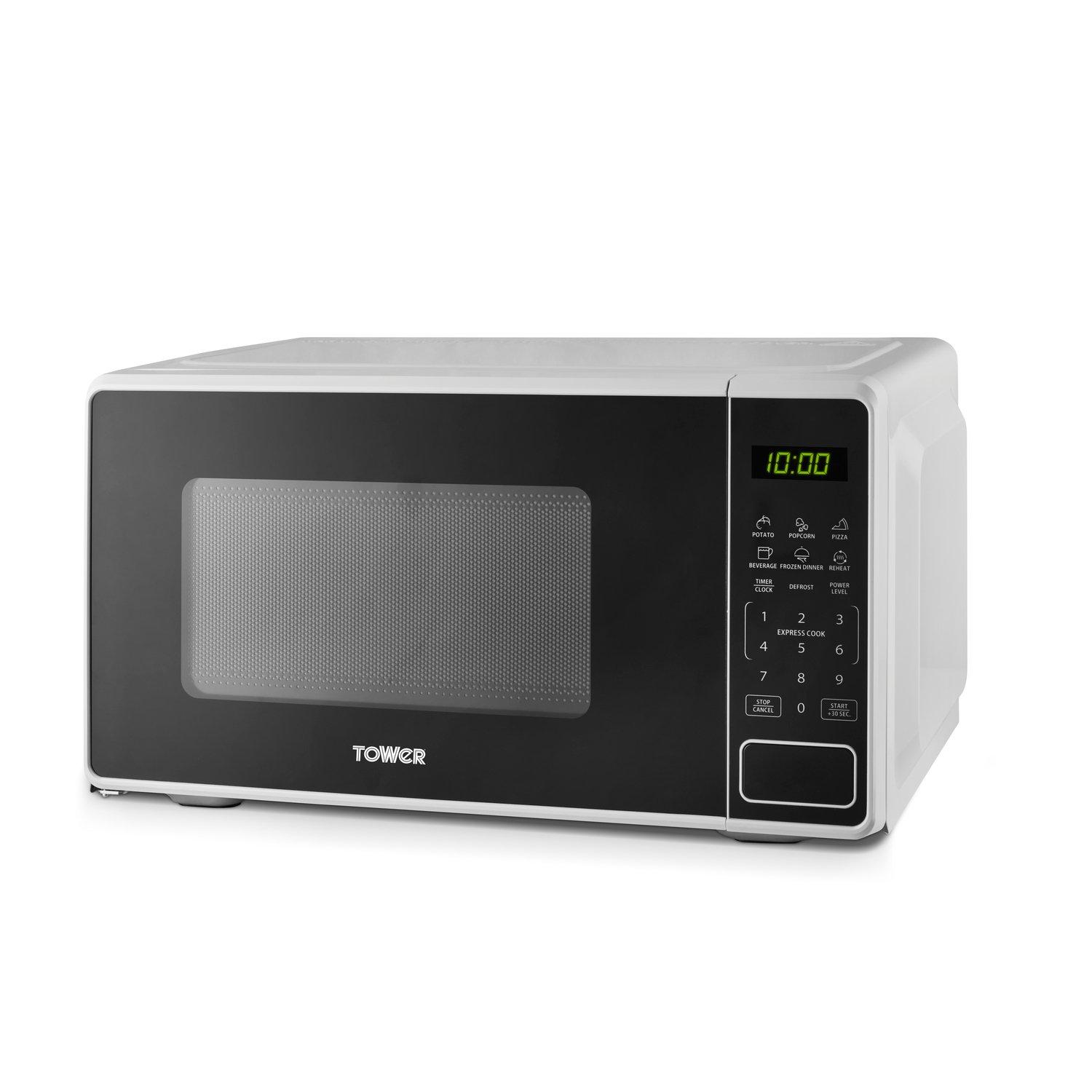 Tower 20L 800W Digital Microwave with 11 Power Levels 6 Auto Cook Pre-sets White T24045WHT