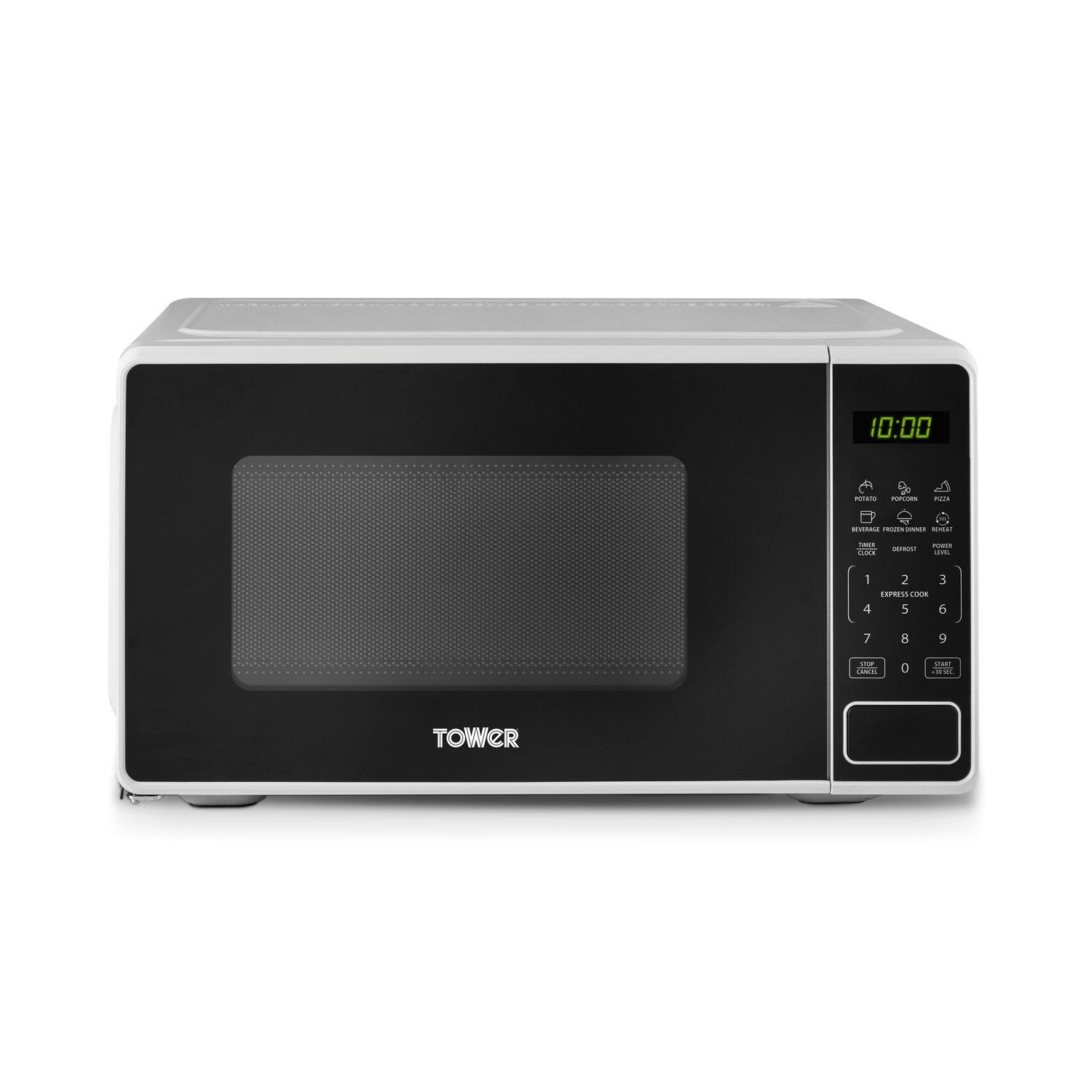 White - Tower - 20L 800W Digital Microwave with 11 Power Levels 6 Auto Cook Pre-sets White T24045WHT - 2