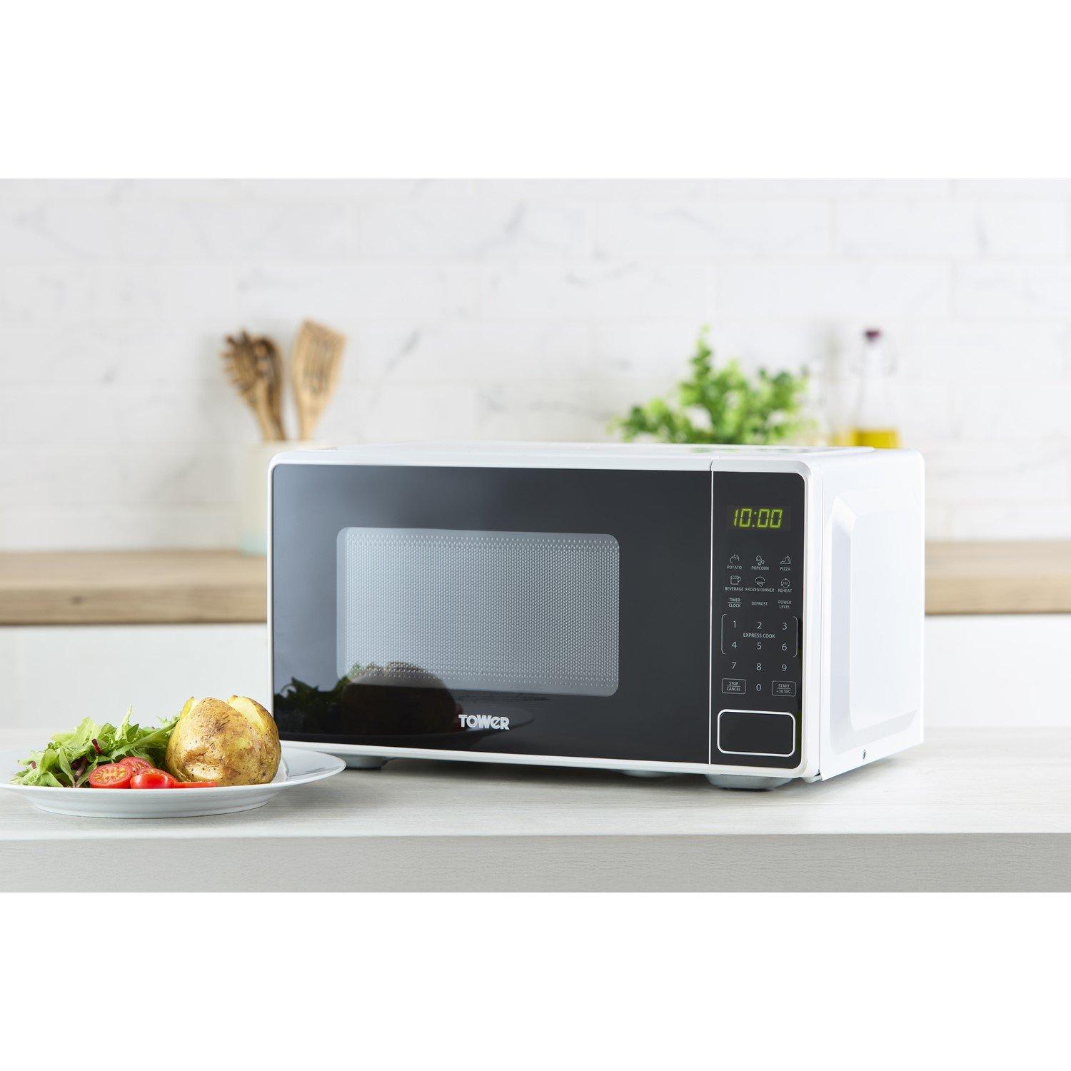 White - Tower - 20L 800W Digital Microwave with 11 Power Levels 6 Auto Cook Pre-sets White T24045WHT - 9