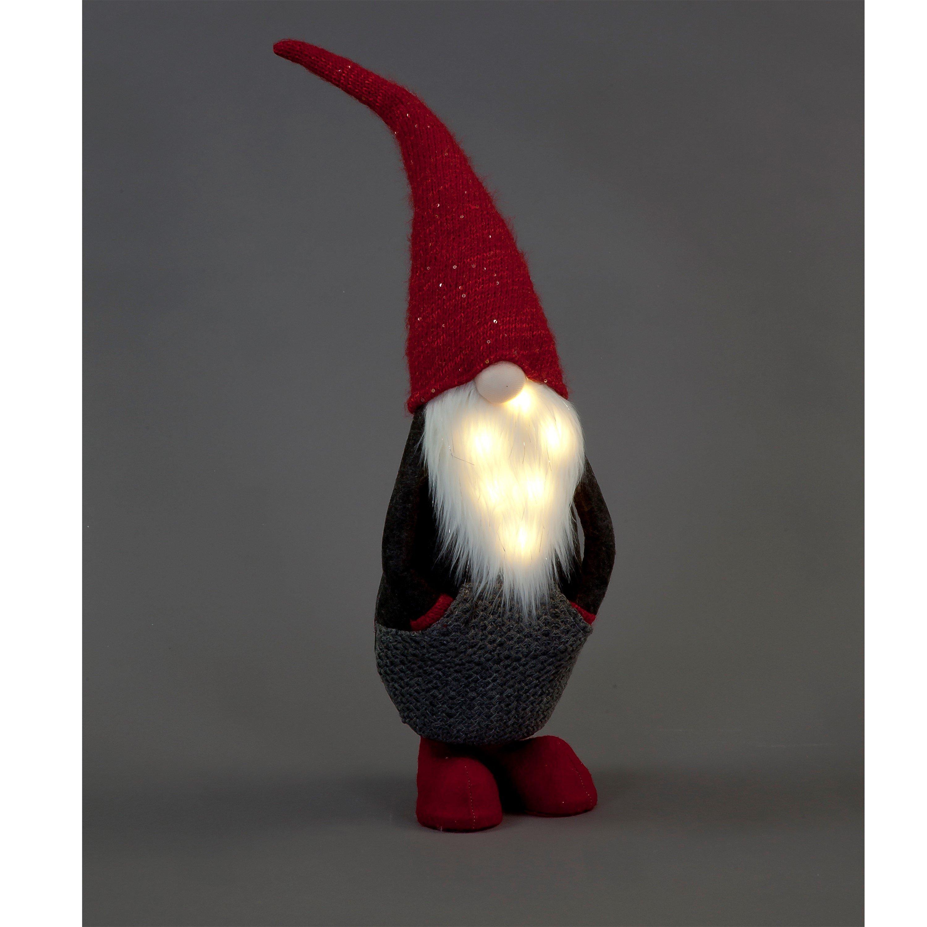 Red - Snowtime - 79cm LED Lit Plush Red & Grey Santa