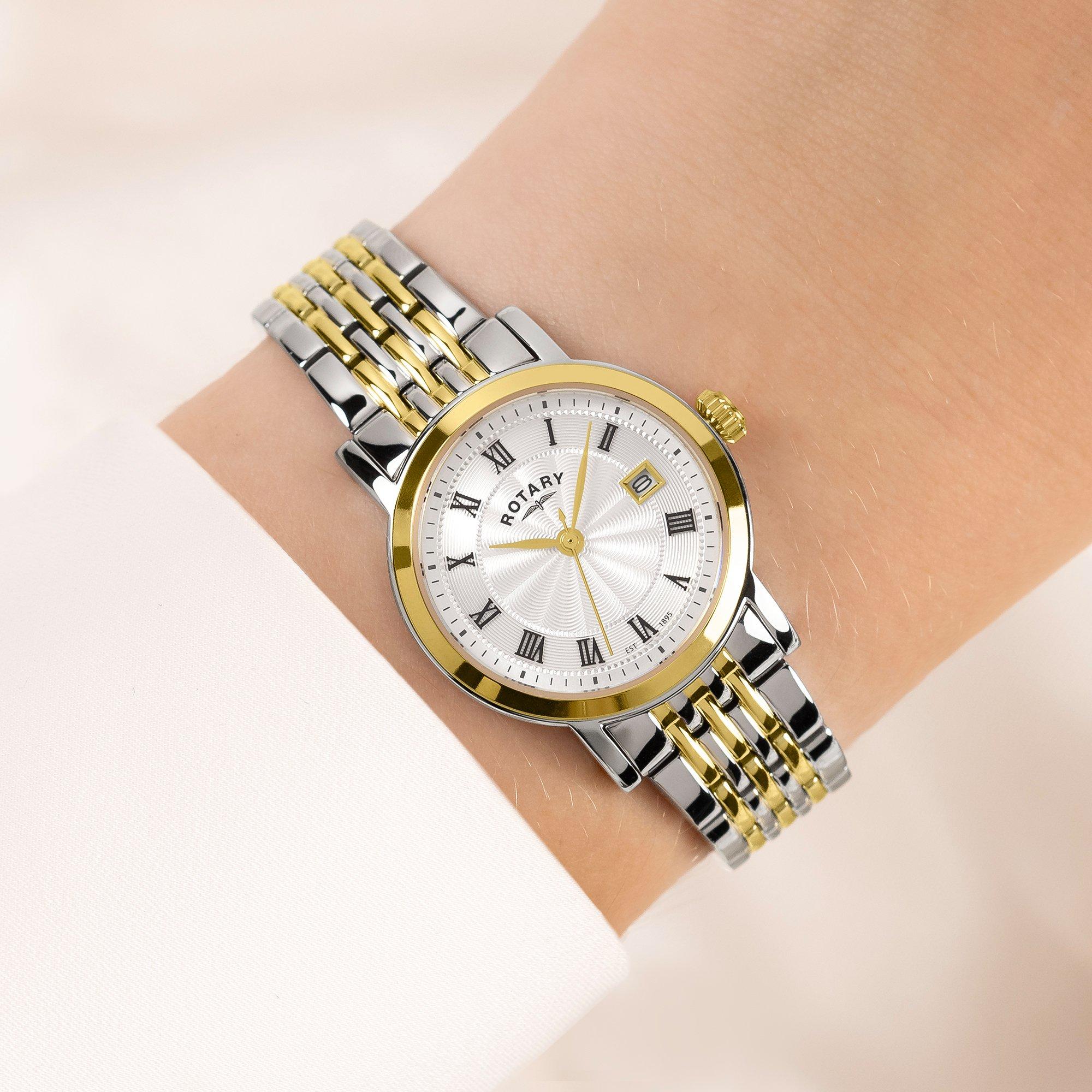 Silver & Gold - Rotary - Rotary Ladies Heritage Two Tone SS Bracelet Watch - 3