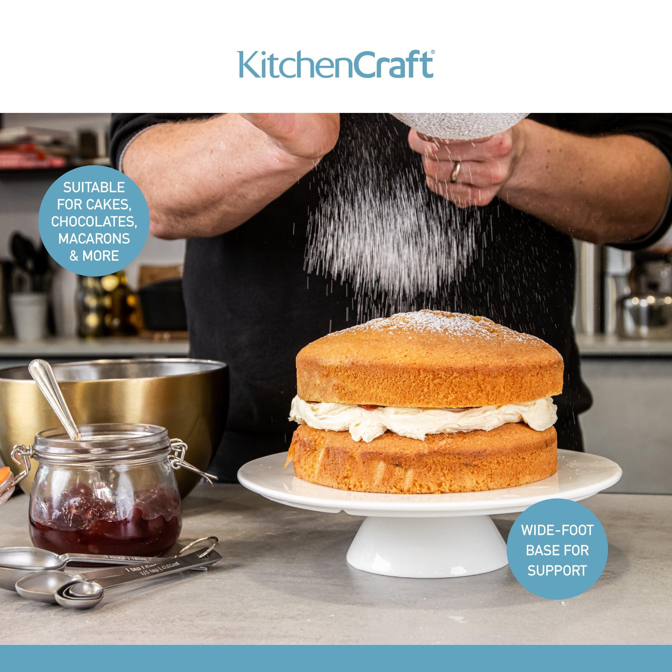 White - KitchenCraft - Sweetly Does It Porcelain Cake Stand - 3