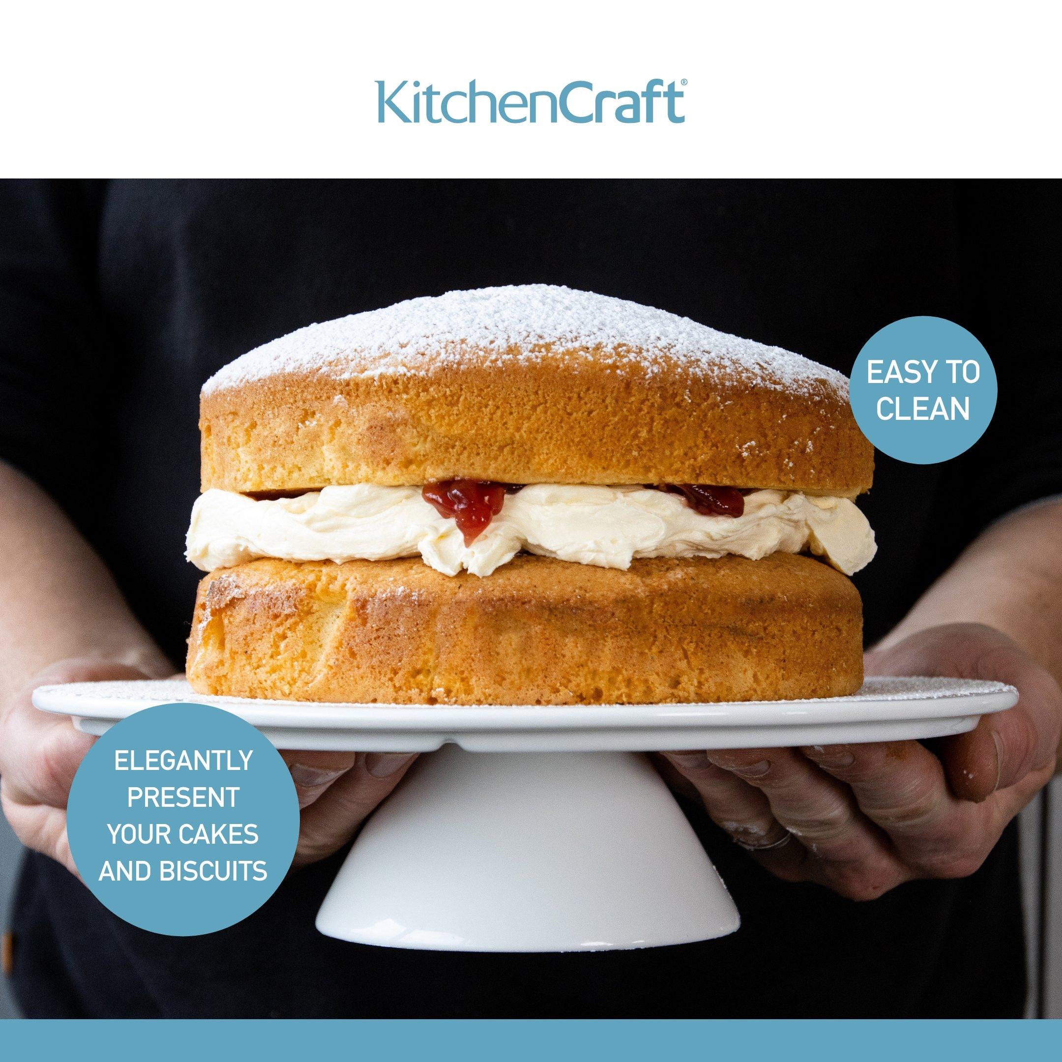 White - KitchenCraft - Sweetly Does It Porcelain Cake Stand - 4