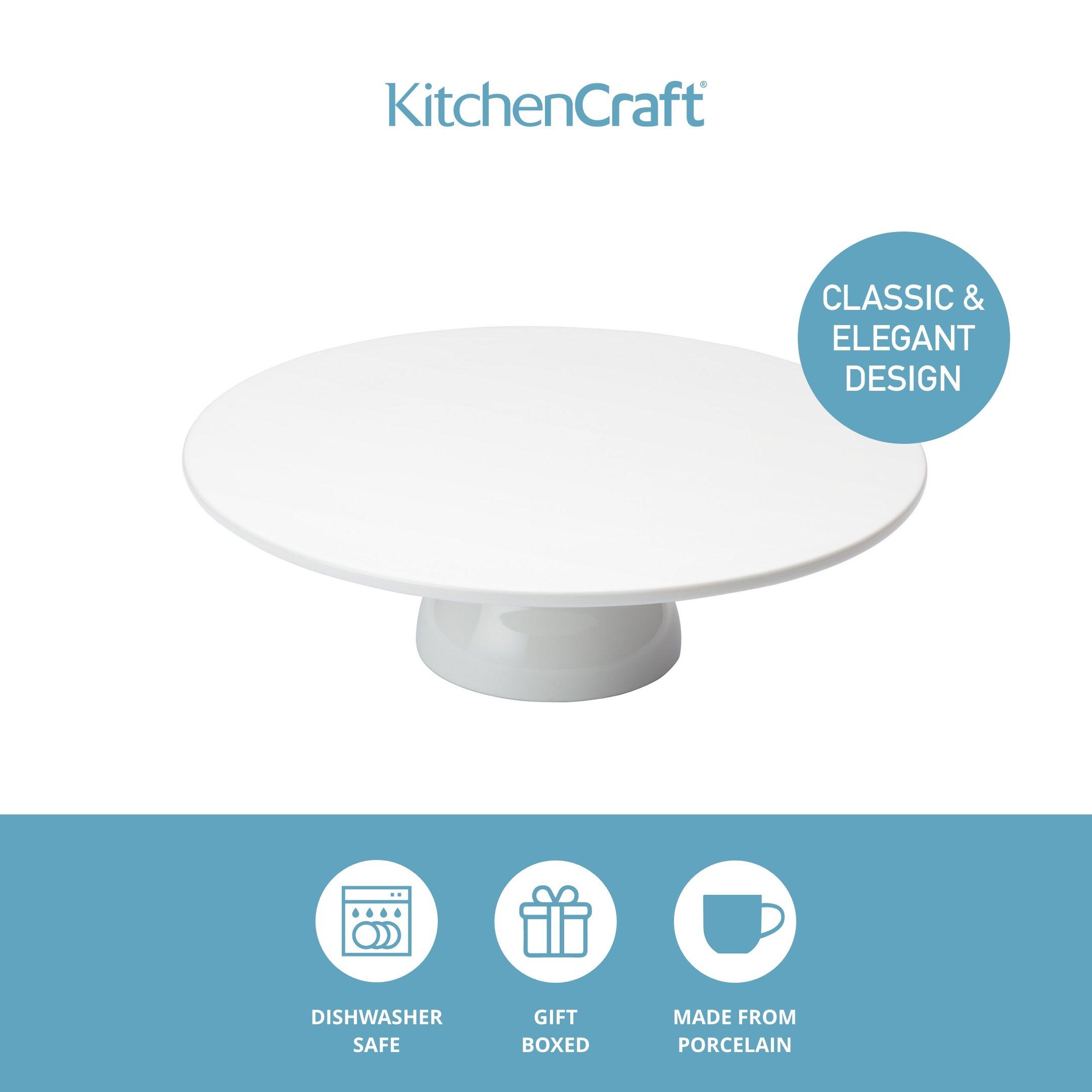 White - KitchenCraft - Sweetly Does It Porcelain Cake Stand - 6