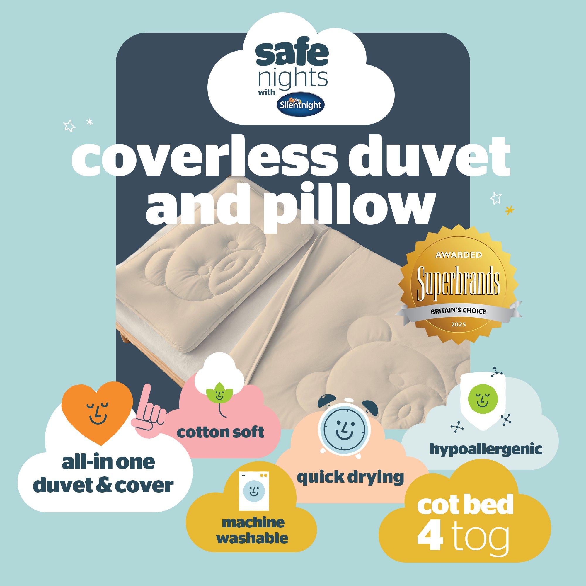 Natural - Silentnight - Safe Nights Teddy Bear Cot Bed Coverless Duvet Set - 9