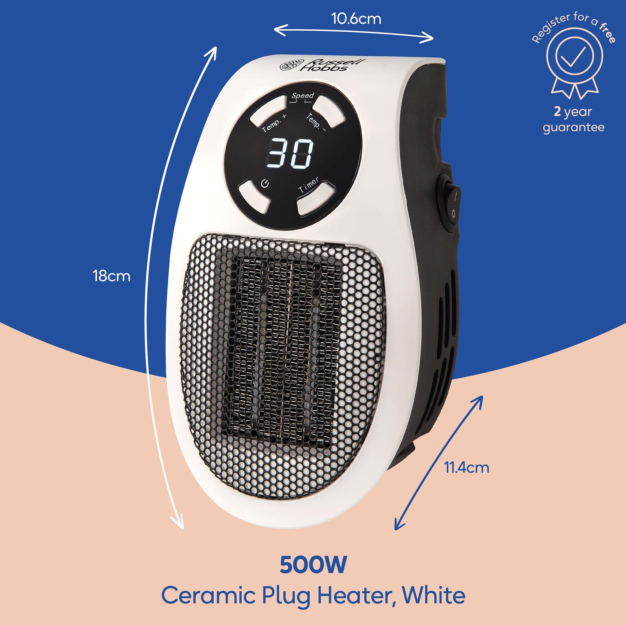 White - Russell Hobbs - Russell Hobbs RHPH2001 500W Ceramic Plug-in Heater - 2
