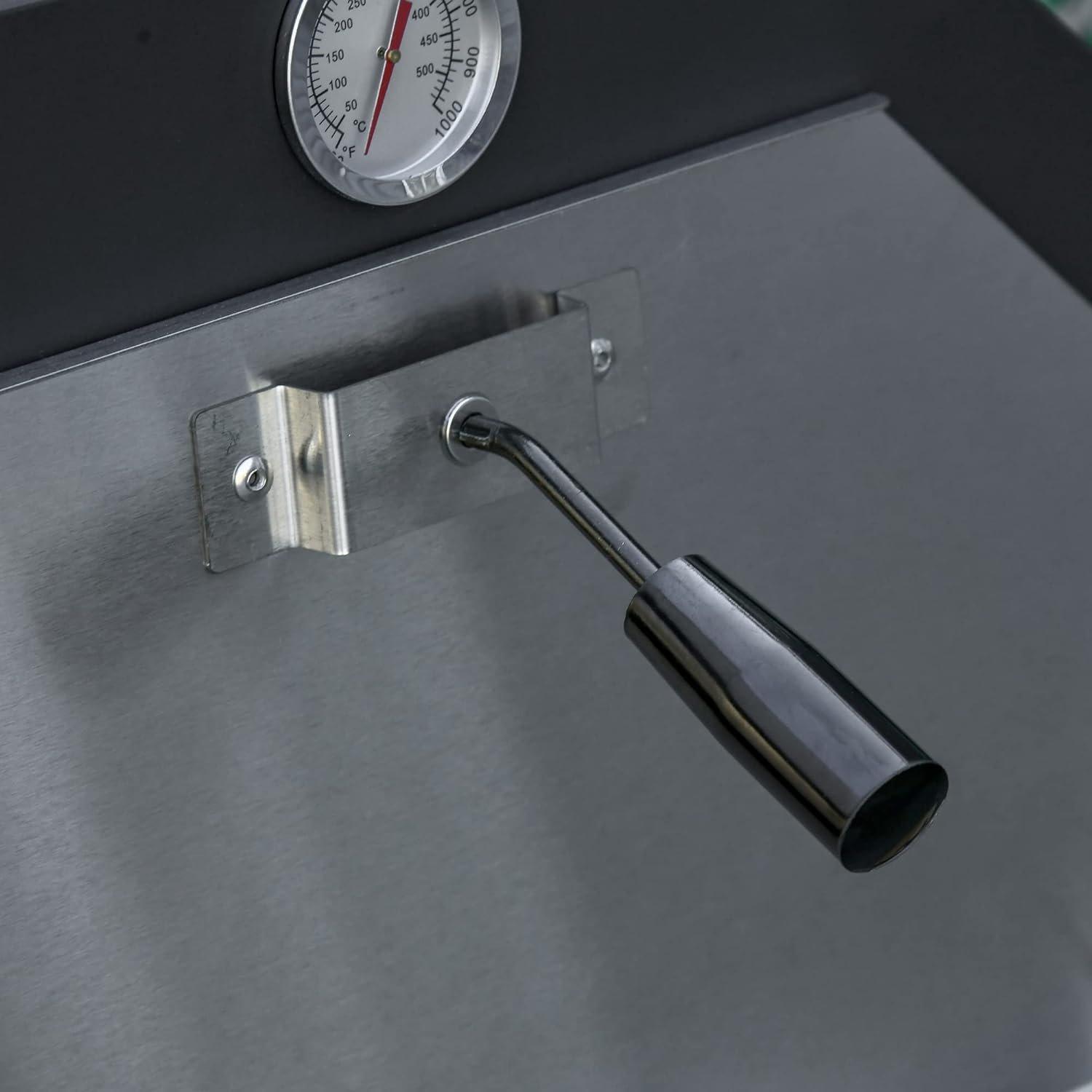 Black - Outsunny - Garden Charcoal Pizza Oven & BBQ - 9