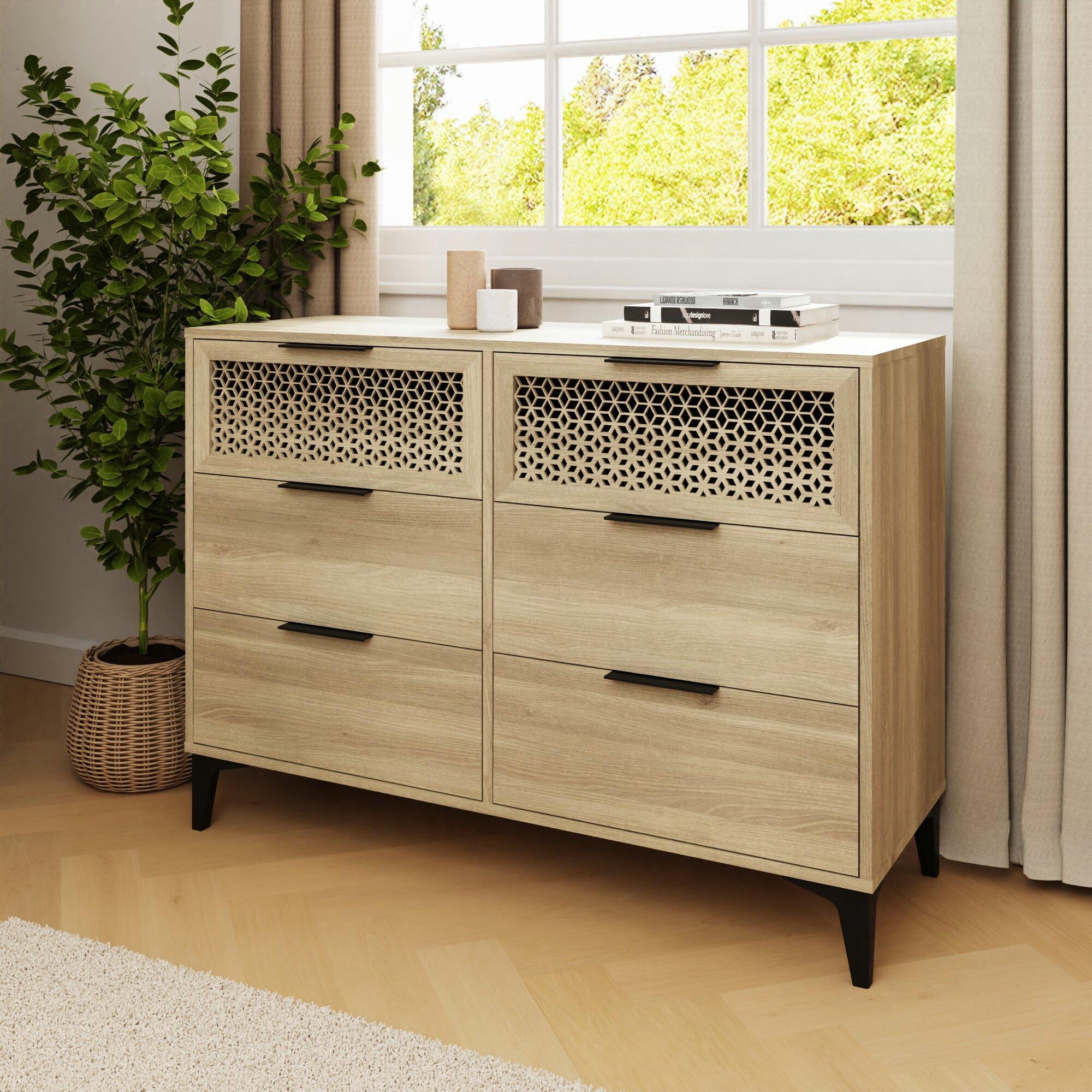 Oak - GFW - Ezra 3+3 Drawer Chest - 2