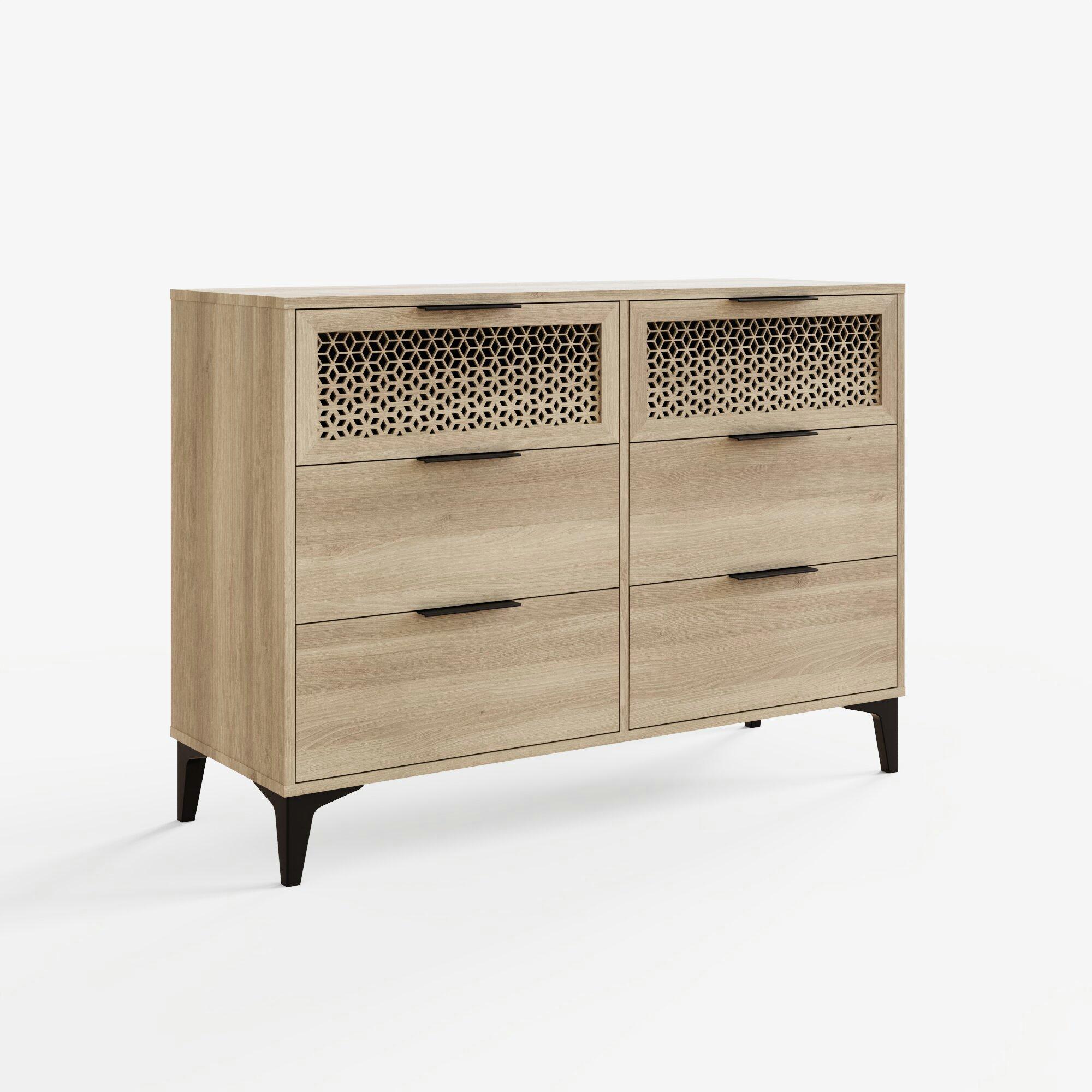 Oak - GFW - Ezra 3+3 Drawer Chest - 3