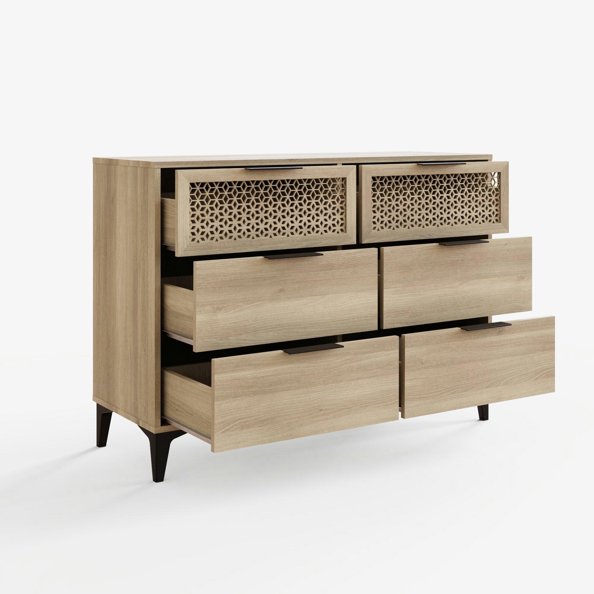 Oak - GFW - Ezra 3+3 Drawer Chest - 4