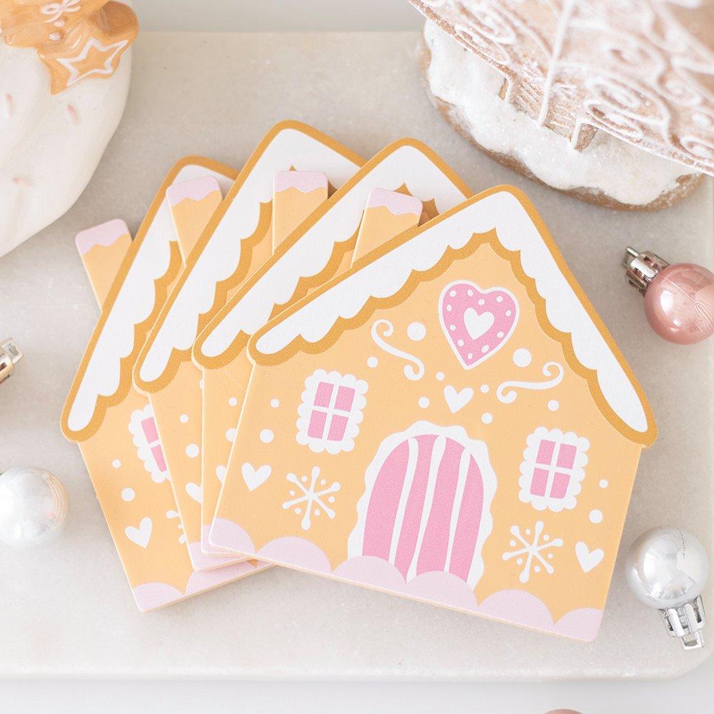 White - Something Different - Gingerbread House Coaster Set - 1