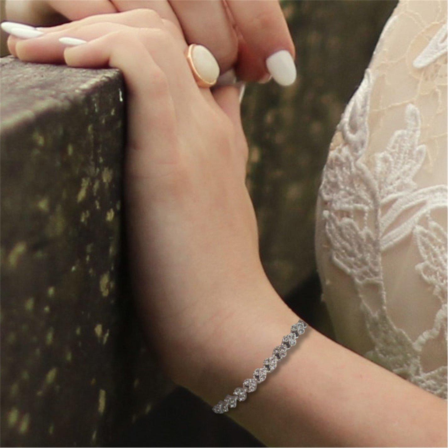 Silver - Aye Do Gifts - Silver Diamante Heart Tennis Bracelet 0146-NP - 3