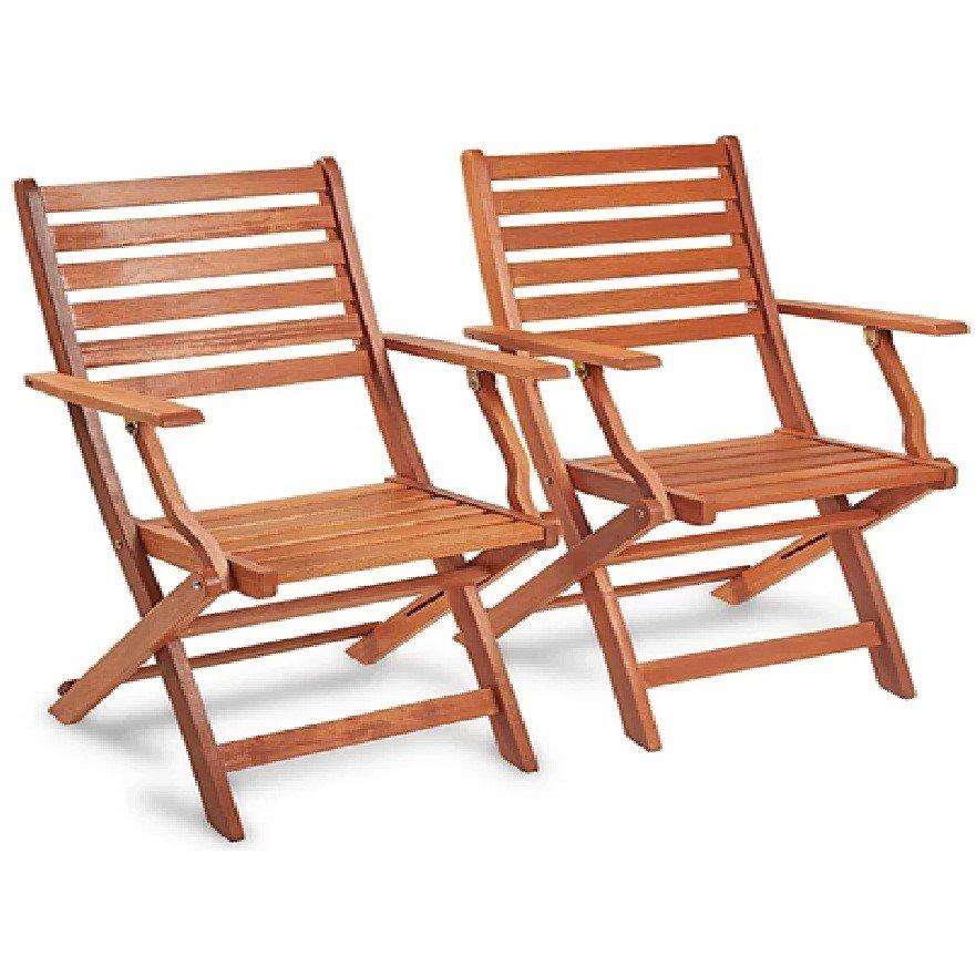 Brown - VonHaus - Cannes 2 Pack Wooden Folding Chairs - 1