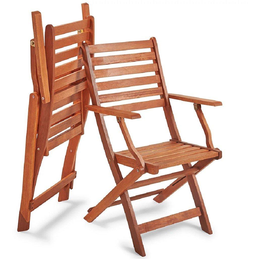 Brown - VonHaus - Cannes 2 Pack Wooden Folding Chairs - 4