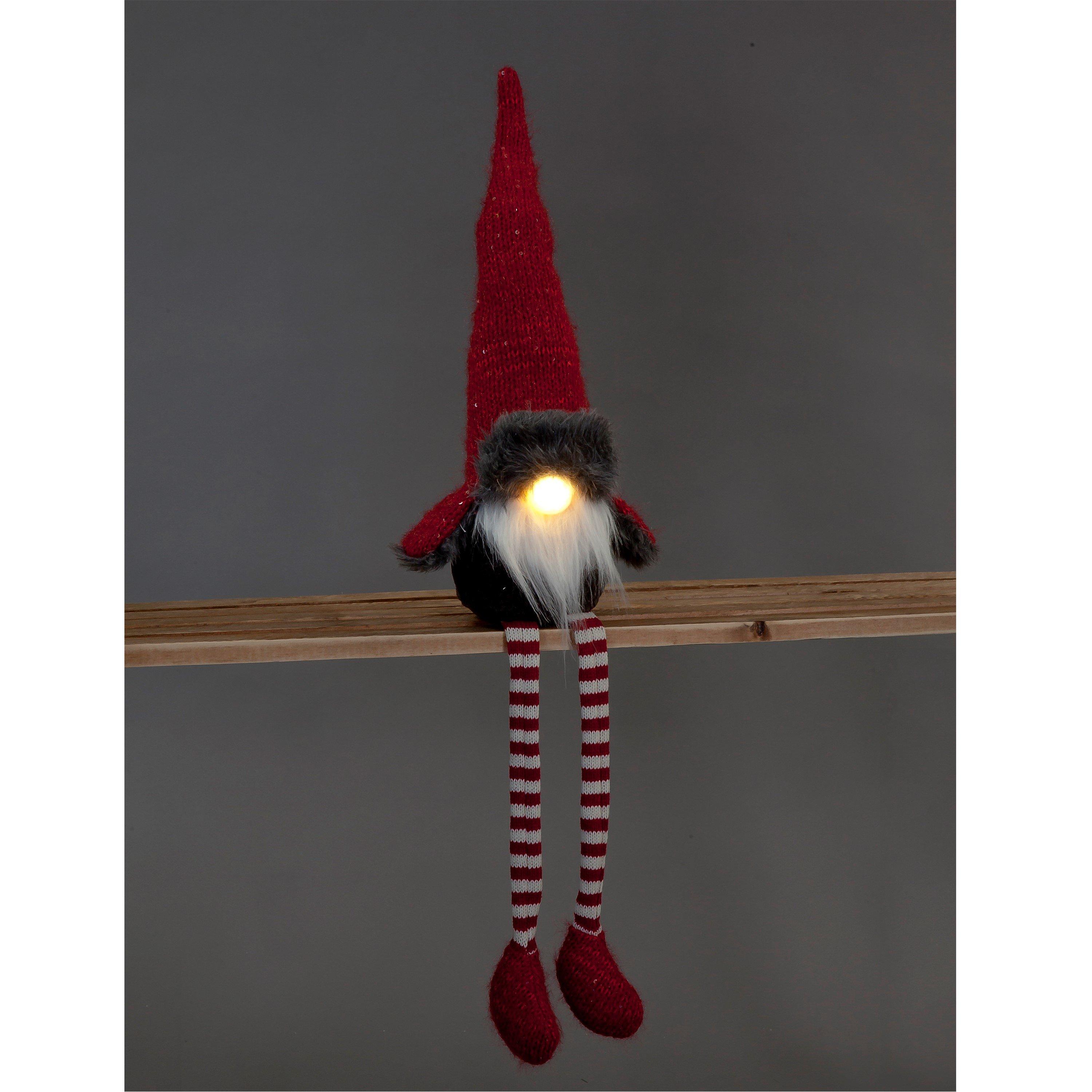 Red And Grey - Snowtime - 72cm LED Lit Plush Red & Grey Sitting Santa