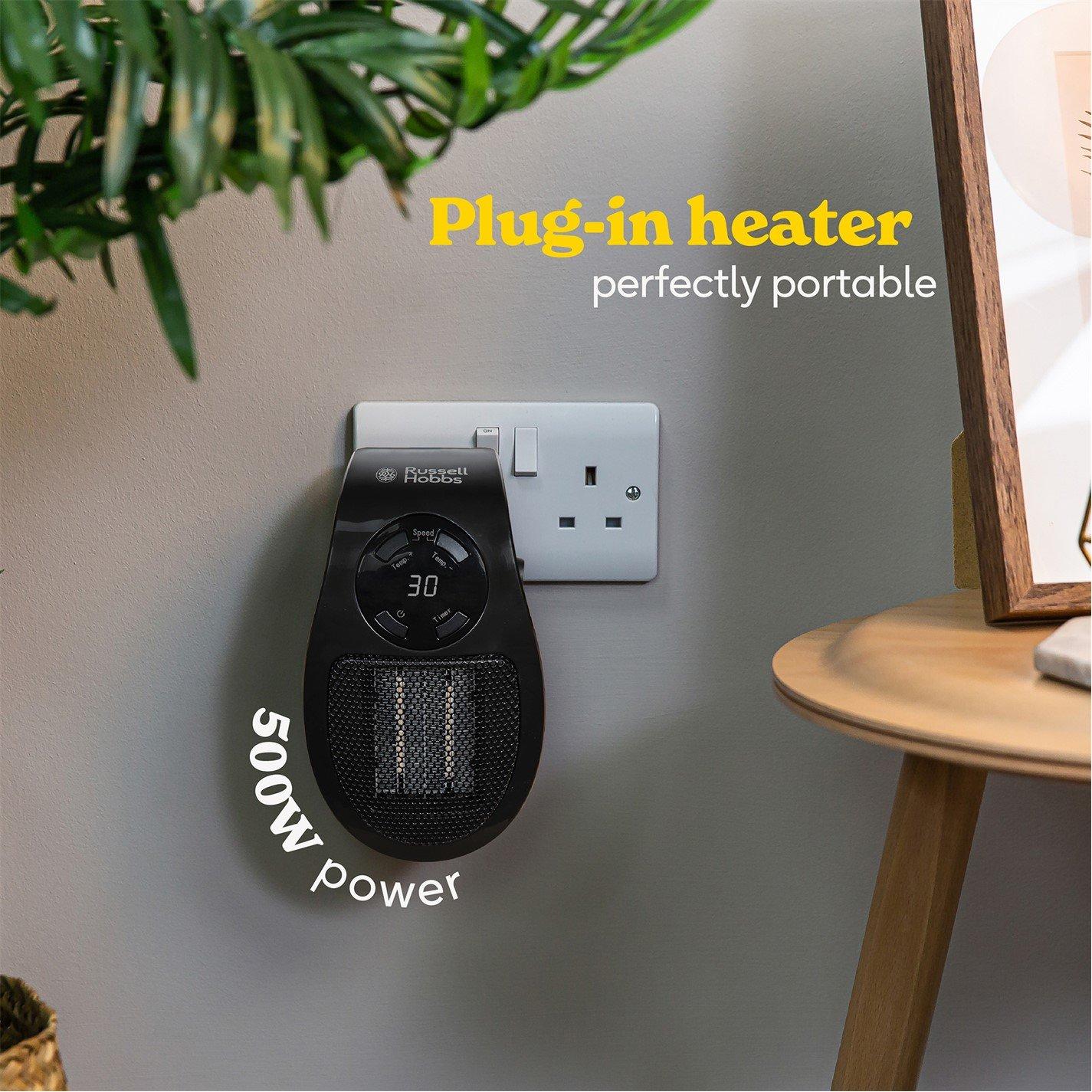 Black - Russell Hobbs - RHPH2001B 500W Indoor Ceramic Plug Heater - 3