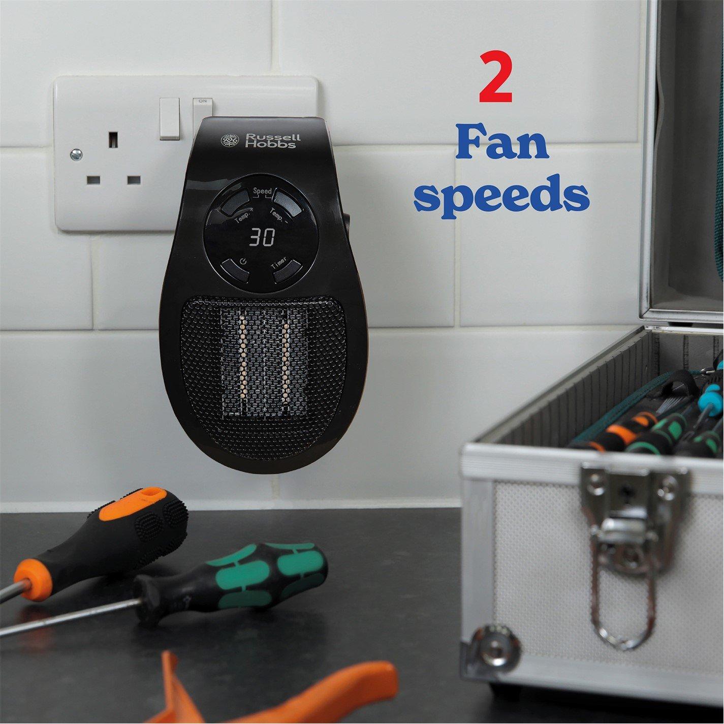 Black - Russell Hobbs - RHPH2001B 500W Indoor Ceramic Plug Heater - 5