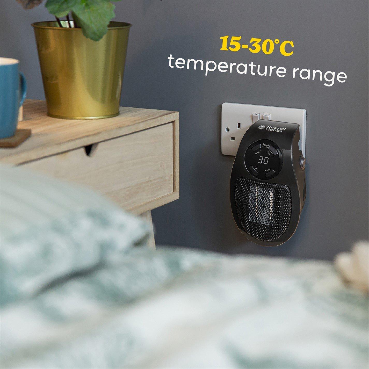 Black - Russell Hobbs - RHPH2001B 500W Indoor Ceramic Plug Heater - 6