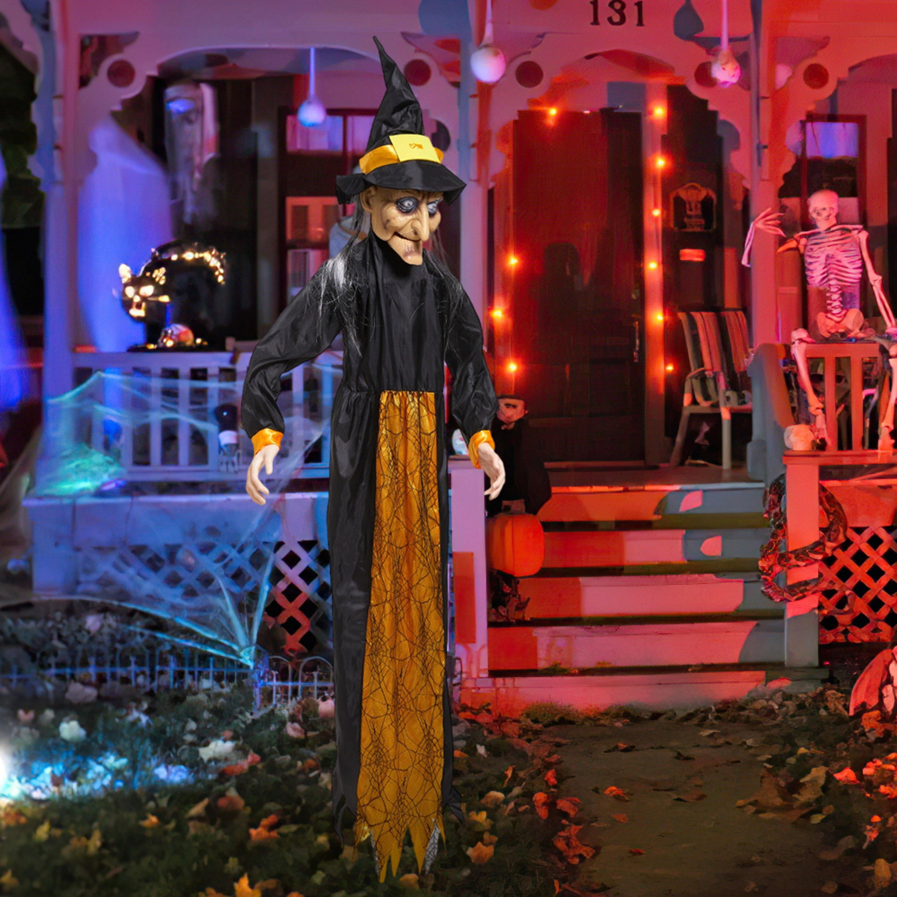 Life Ideas  Halloween Sound Control Glowing Hanging Witch - Yellowblack
