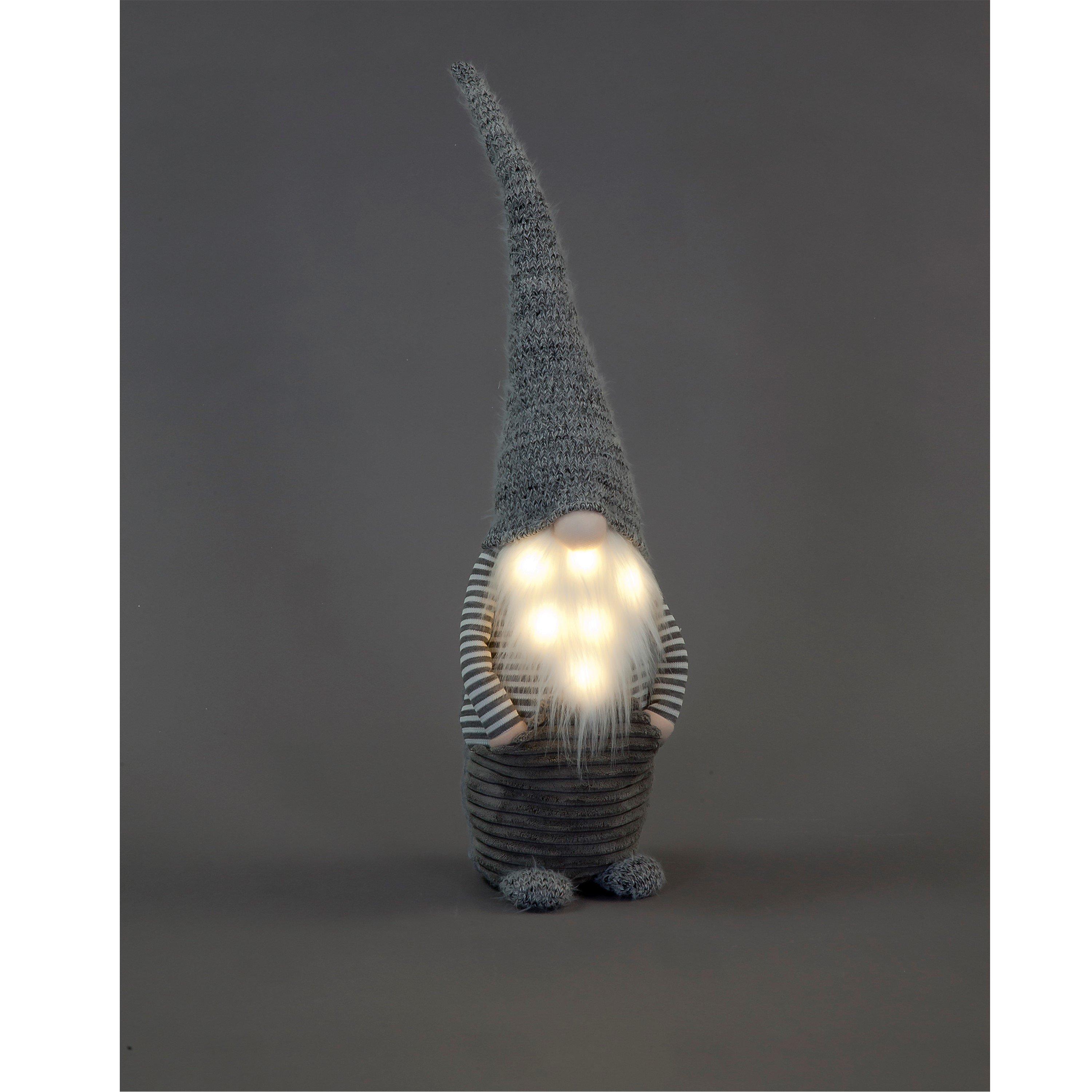 Snowtime 73cm LED Lit Plush Grey Santa