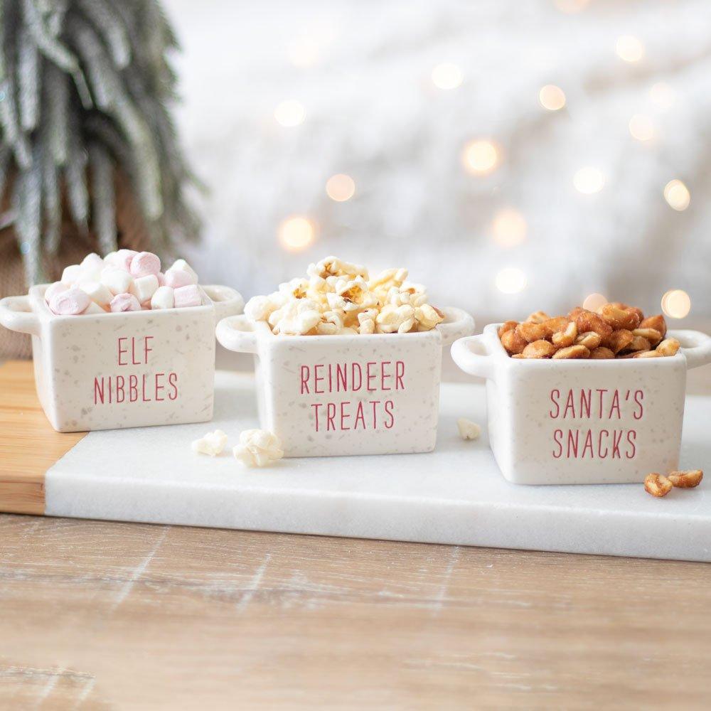 White - Something Different - Set of 3 Ceramic Christmas Snack Bowls - 1