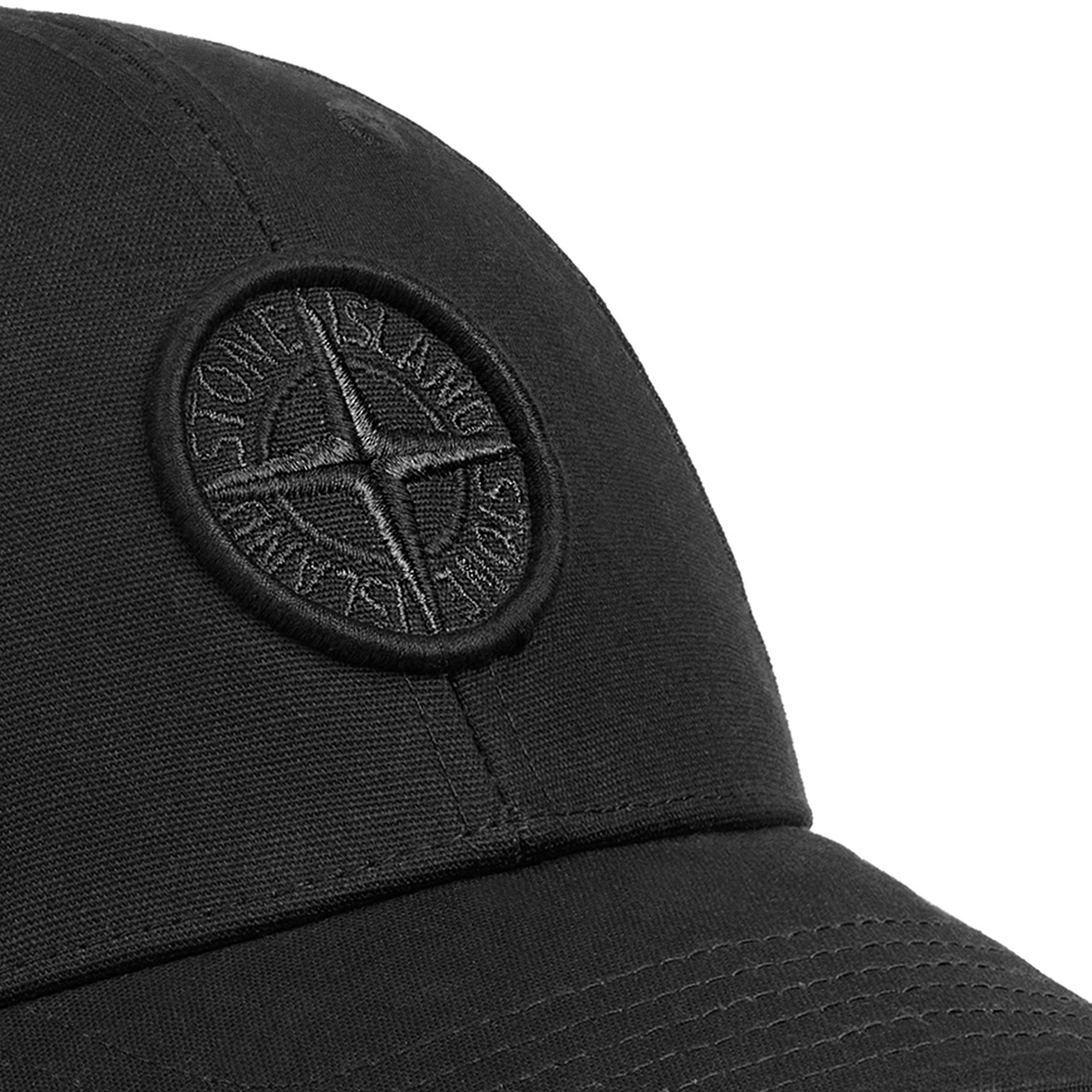 Black V0029 - Stone Island - Boys' Plain Cotton Logo Badge Cap - 3