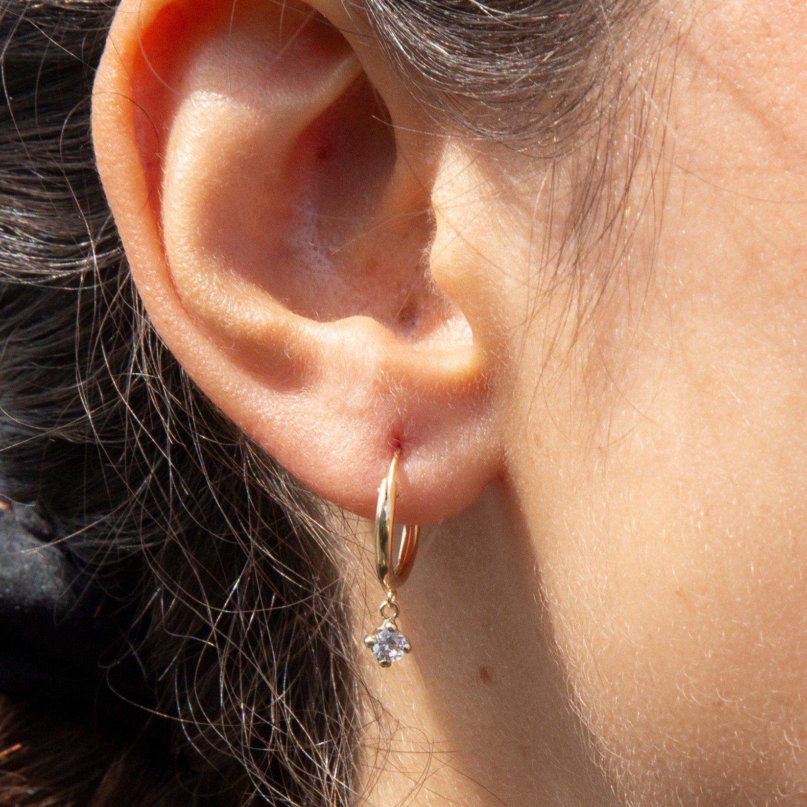 Yellow Gold - Be You - 9ct Gold CZ Endless Hoop Drop Earrings - 2