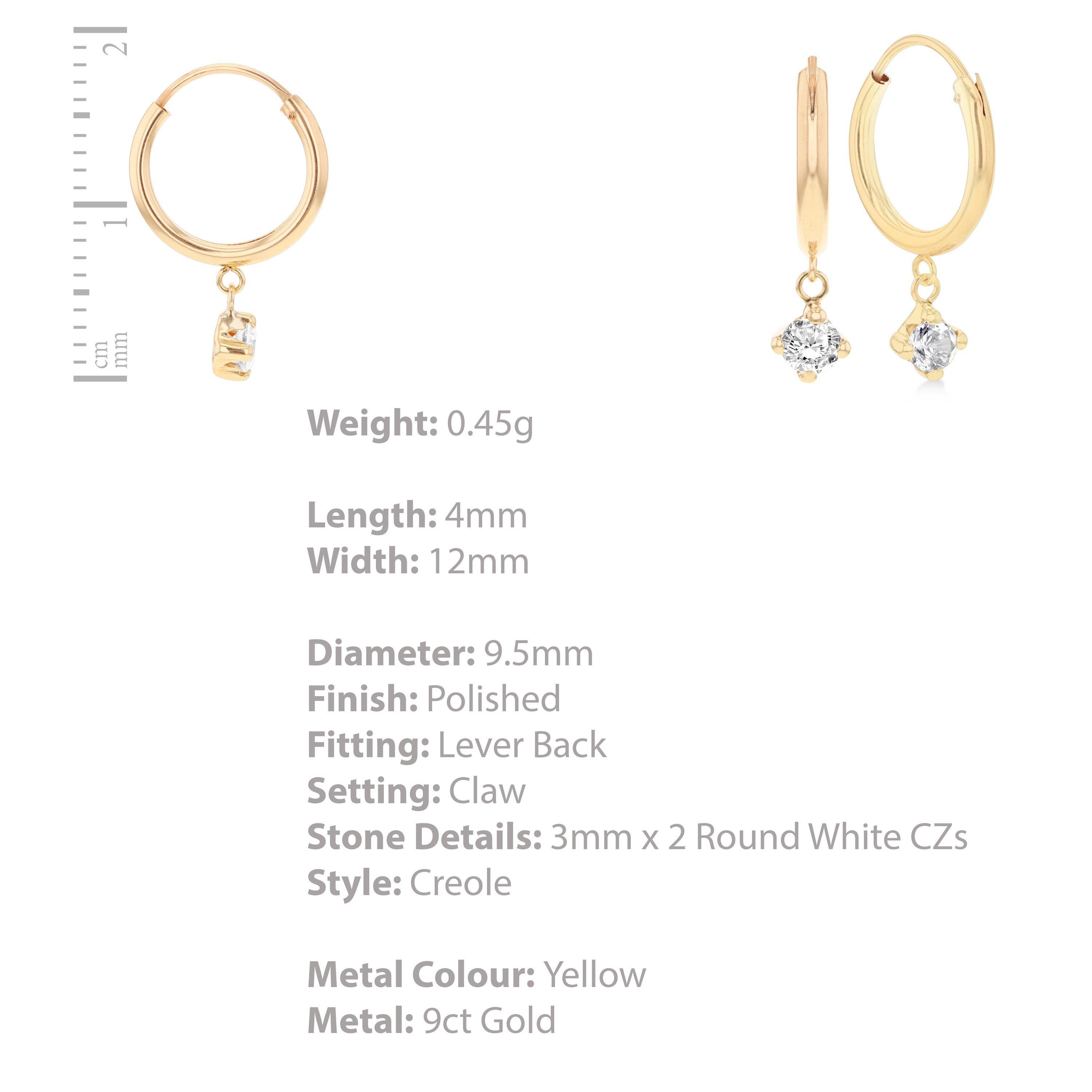 Yellow Gold - Be You - 9ct Gold CZ Endless Hoop Drop Earrings - 4