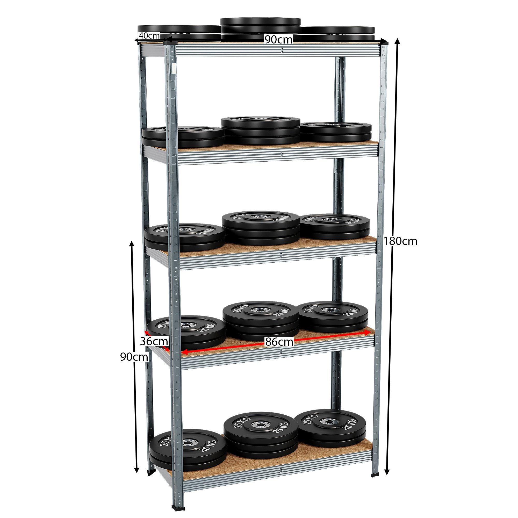Galvanised - Lassic - 5 Tier Heavy Duty Large Garage Shelves - 4 Bay - 2