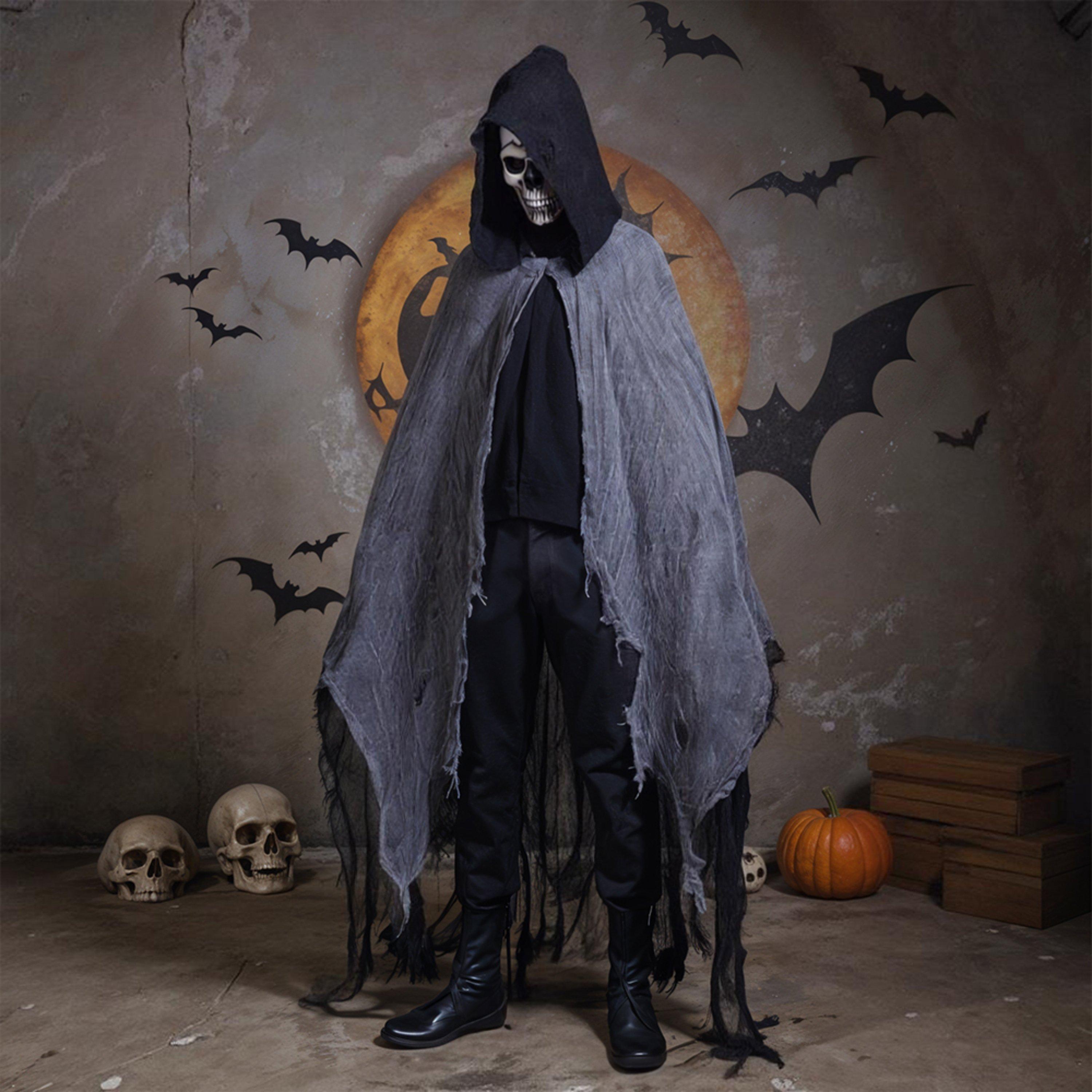 Life Ideas  Halloween Costume Cosplay Skeleton Cloak - Black