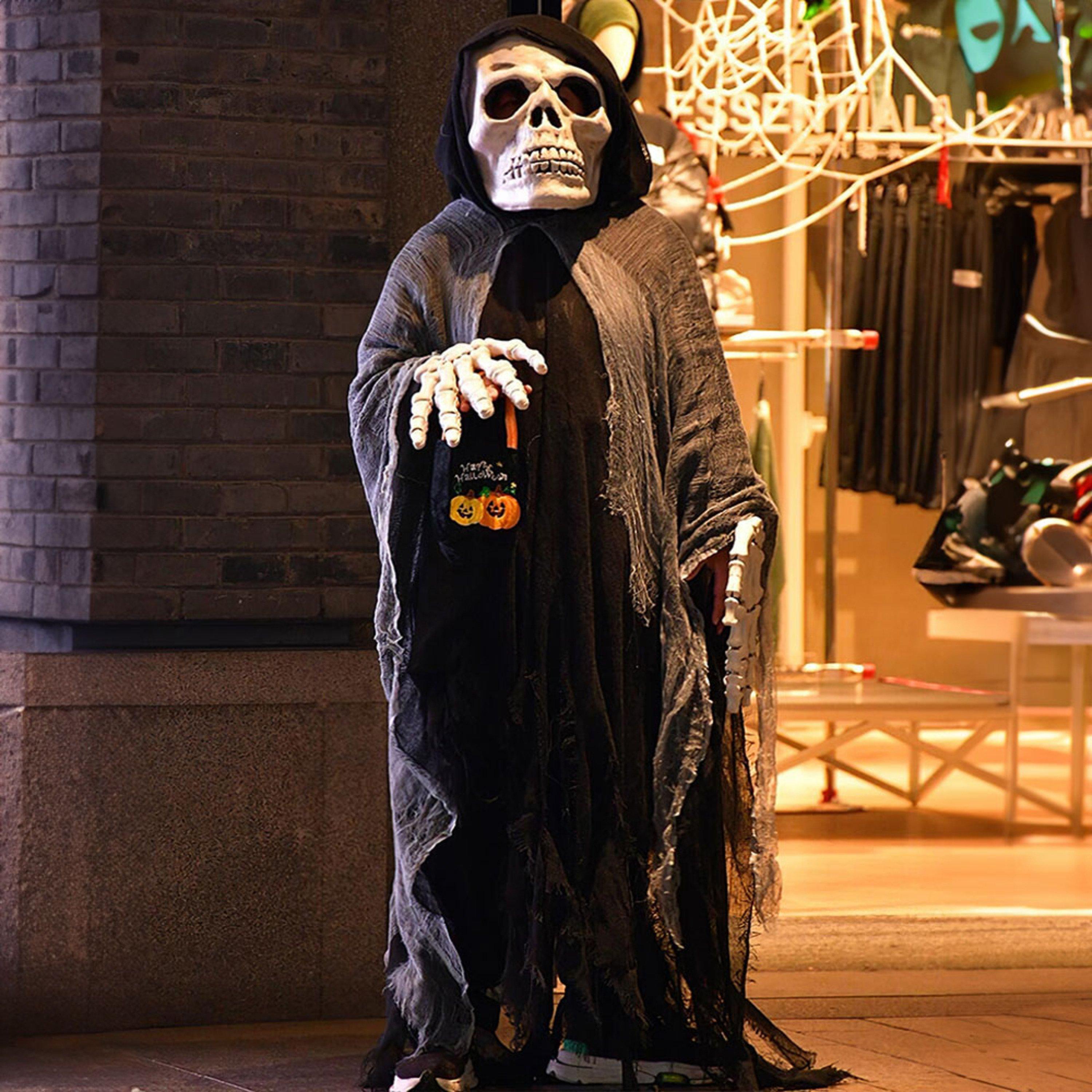Black - LIFE IDEAS - Halloween Costume Cosplay Skeleton Cloak - 2